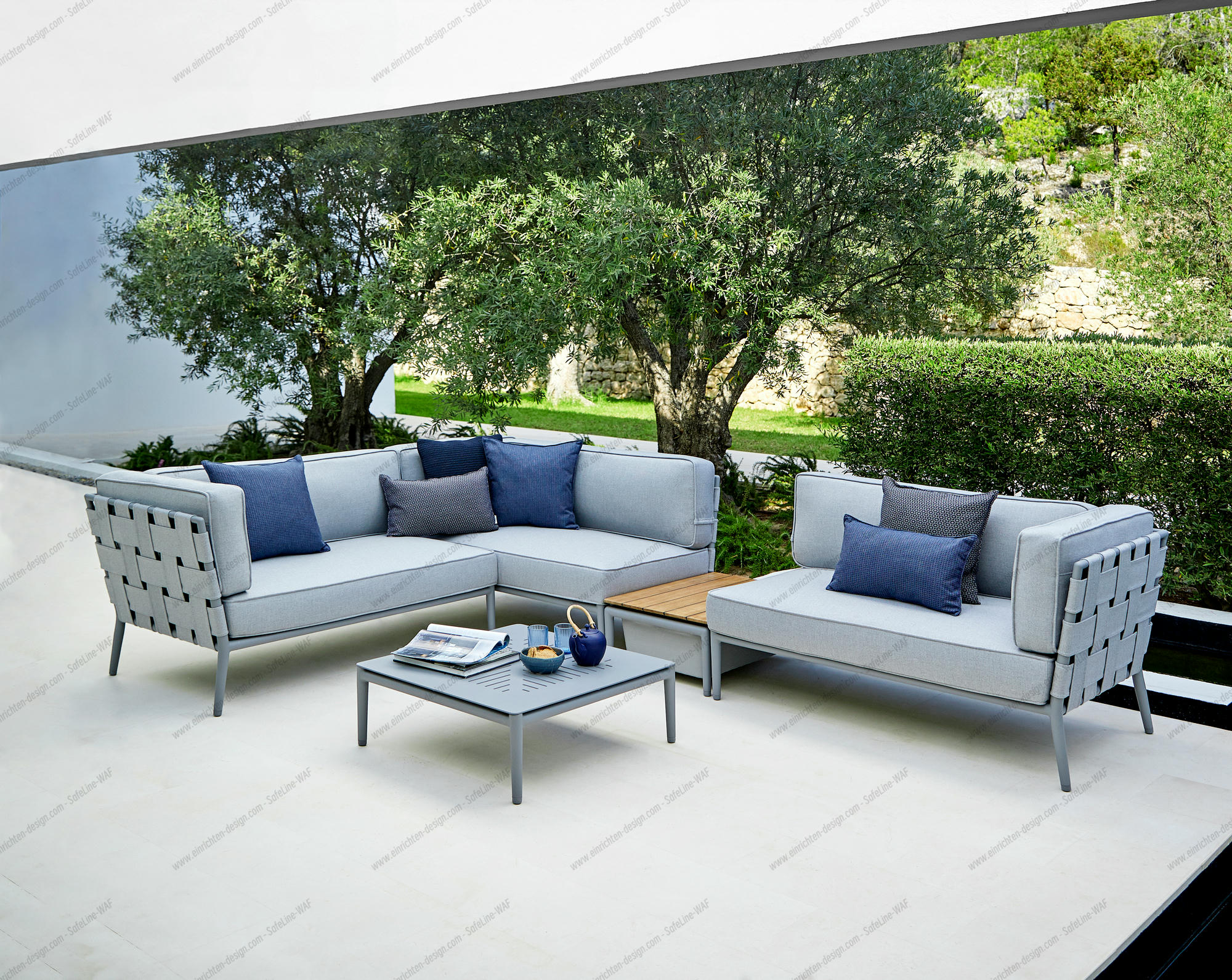 Conic Airtouch Outdoor 2 seater modular sofa left light grey Cane-Line