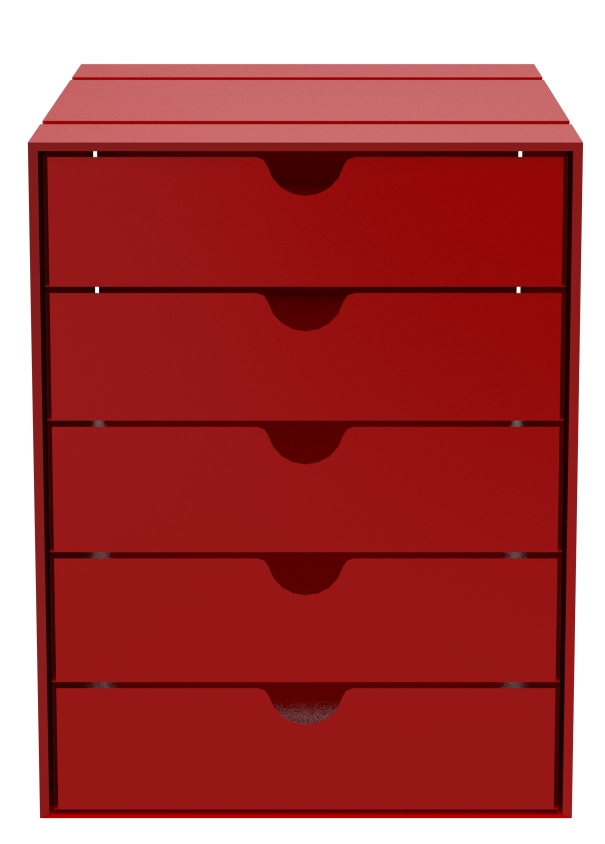USM Haller Inos box set C4 with 5 closed trays Home Office Ruby red