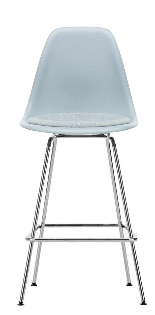 Eames Plastic Bar Stool Medium with seat cushion Vitra