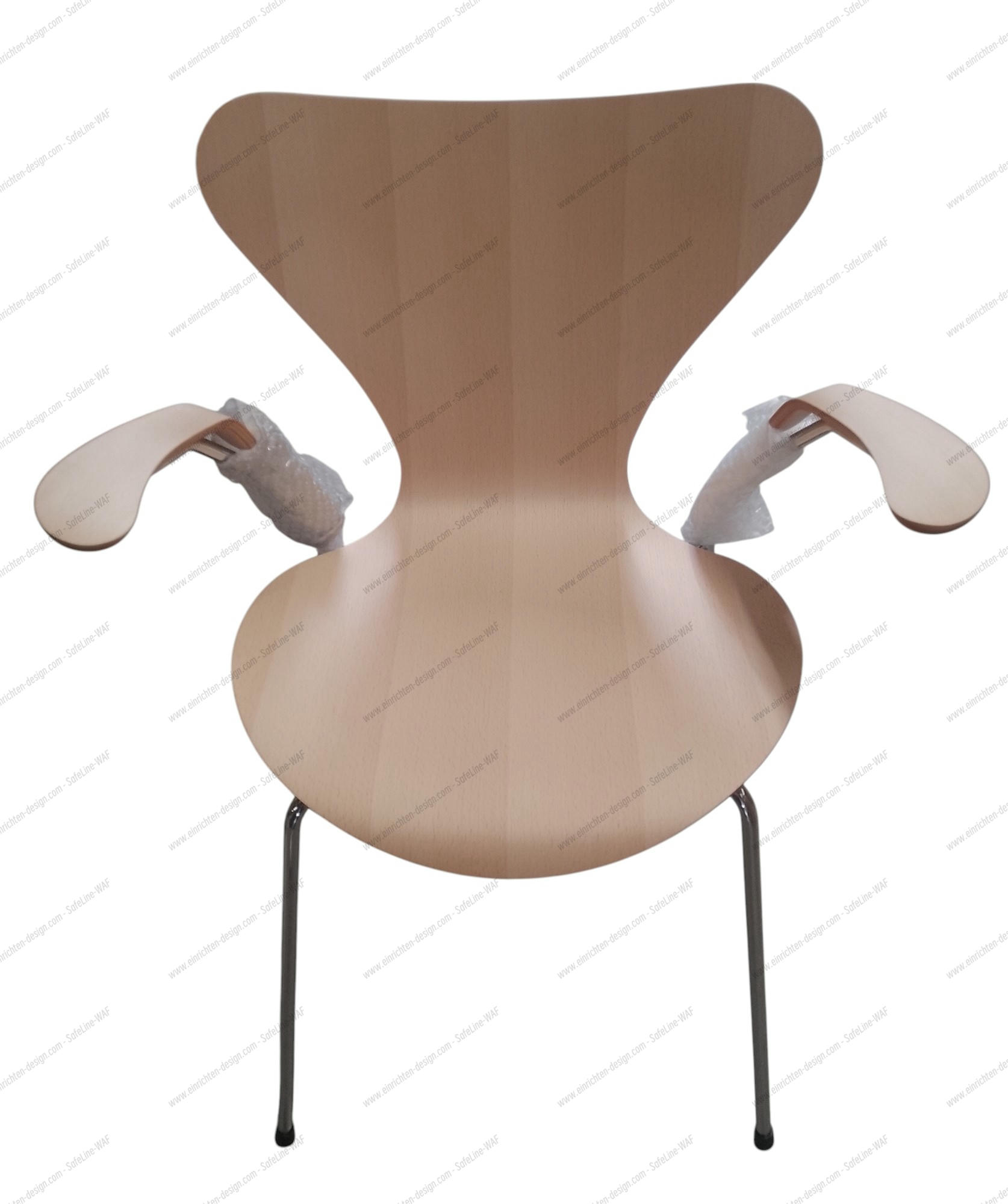 Seven armrest chair 3207 beech clear lacquered veneer / CHROMED Fritz Hansen SINGLE PIECES