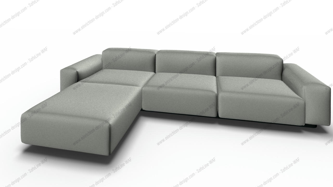 Soft Modular Sofa 3 Seater with Chaise longue Laser stone grey Vitra
