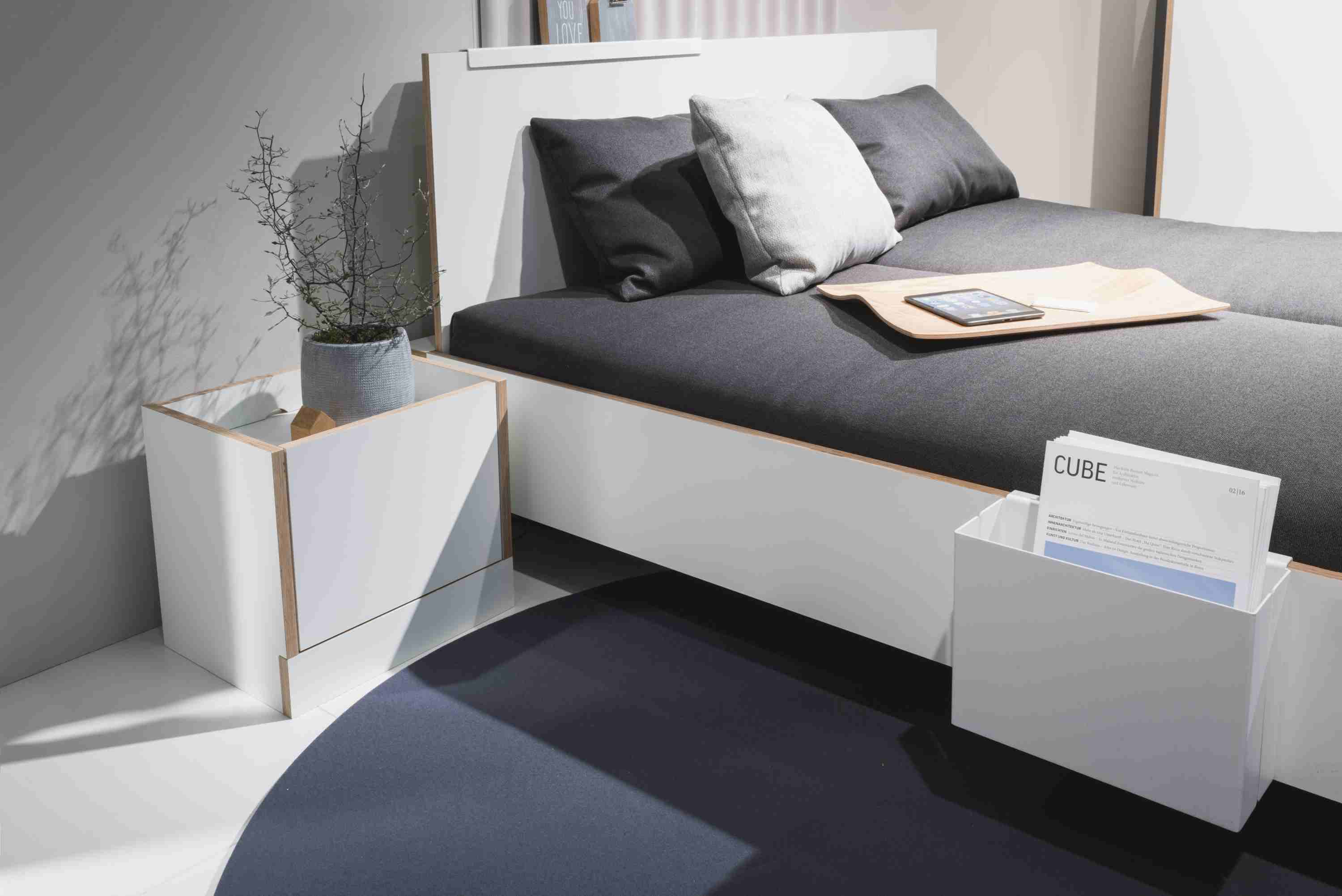 Headboard for Flai Double bed white Müller Möbelwerkstätten