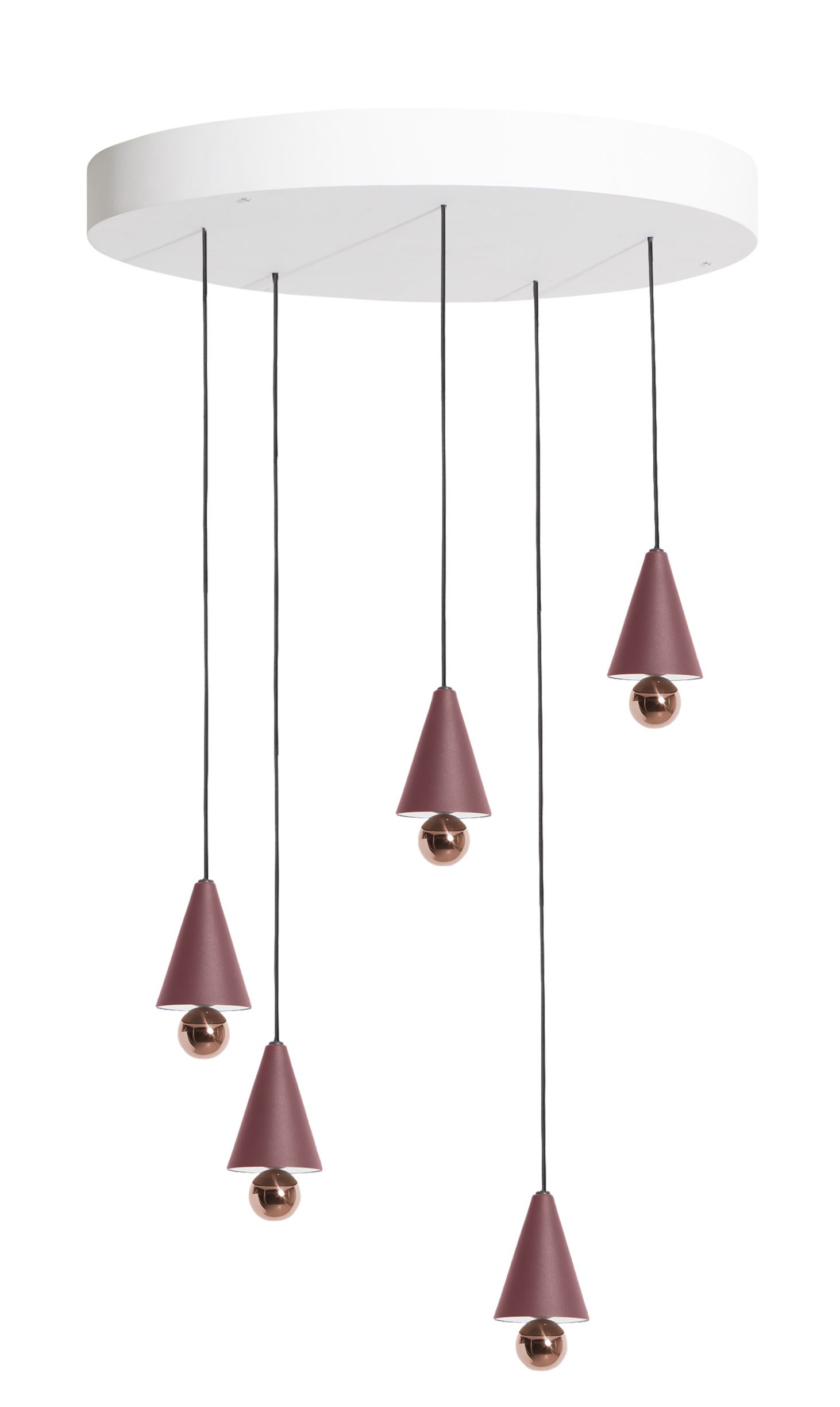 Cherry Pendant light Pendant Light Set of 5 Round Plate Petite Friture Brown red