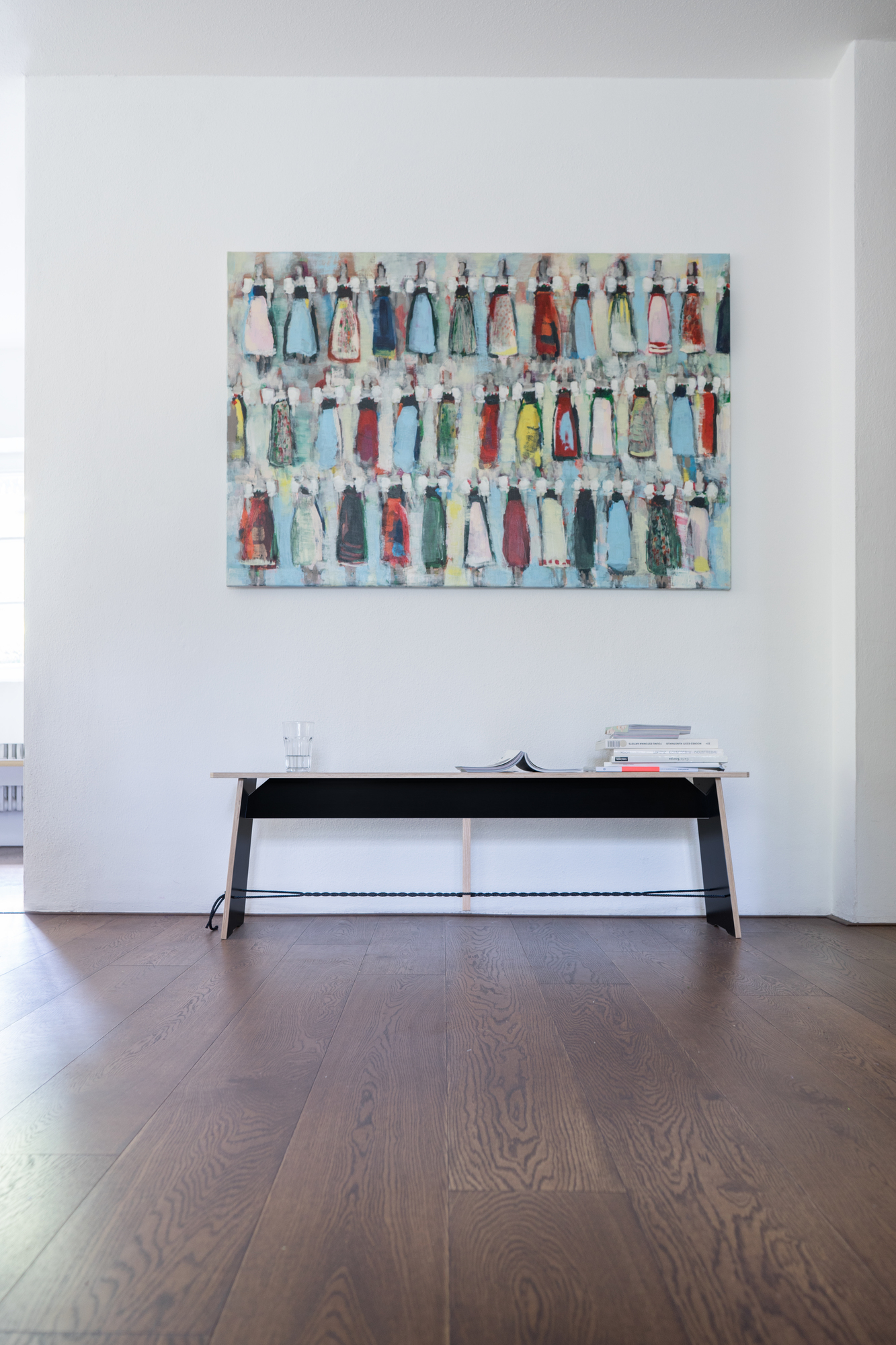 Langer Max bench 90 cm black rope red Nils Holger Moormann