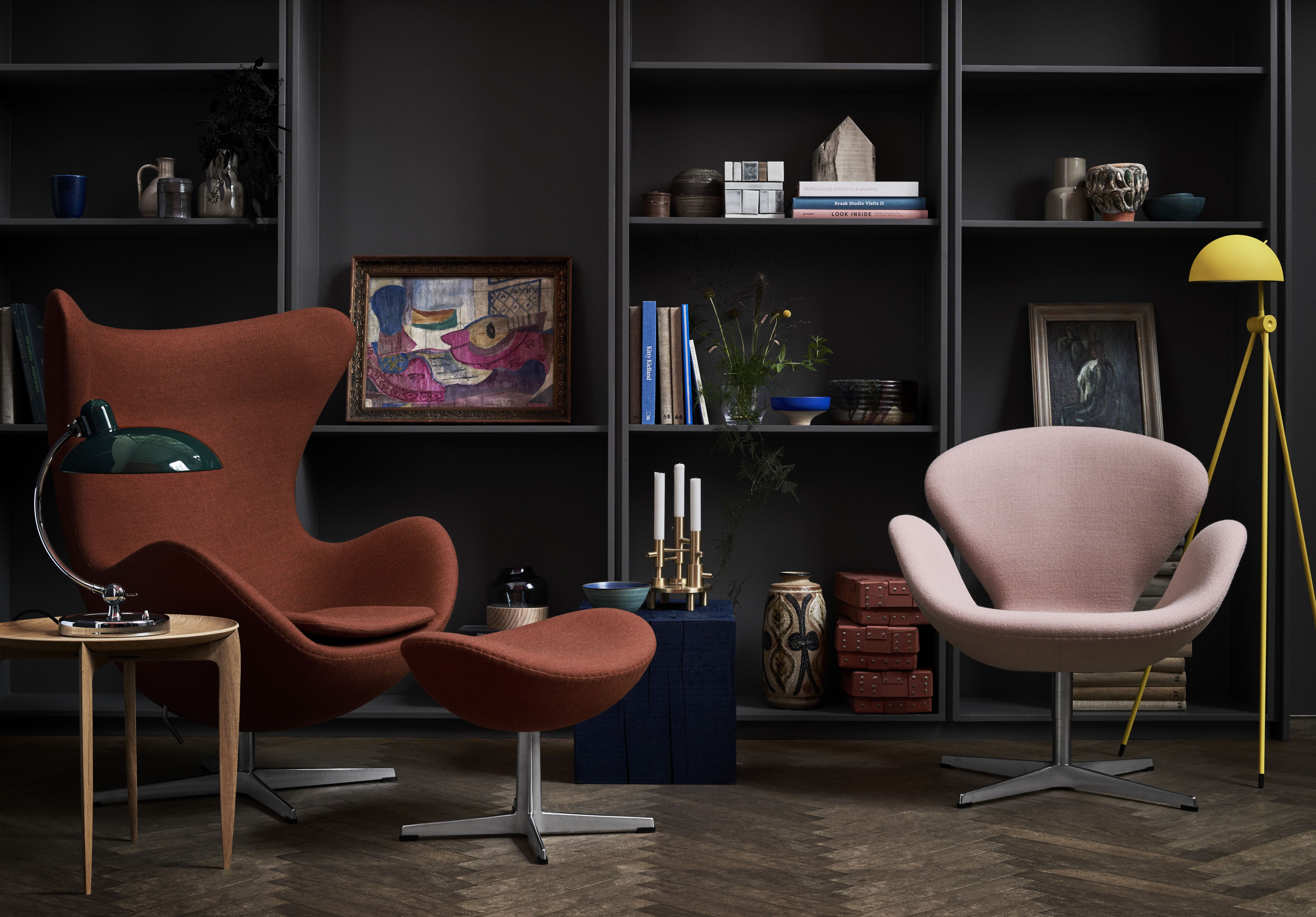 Egg Chair with Stool Re-wool Textile Fabric Fritz Hansen 
