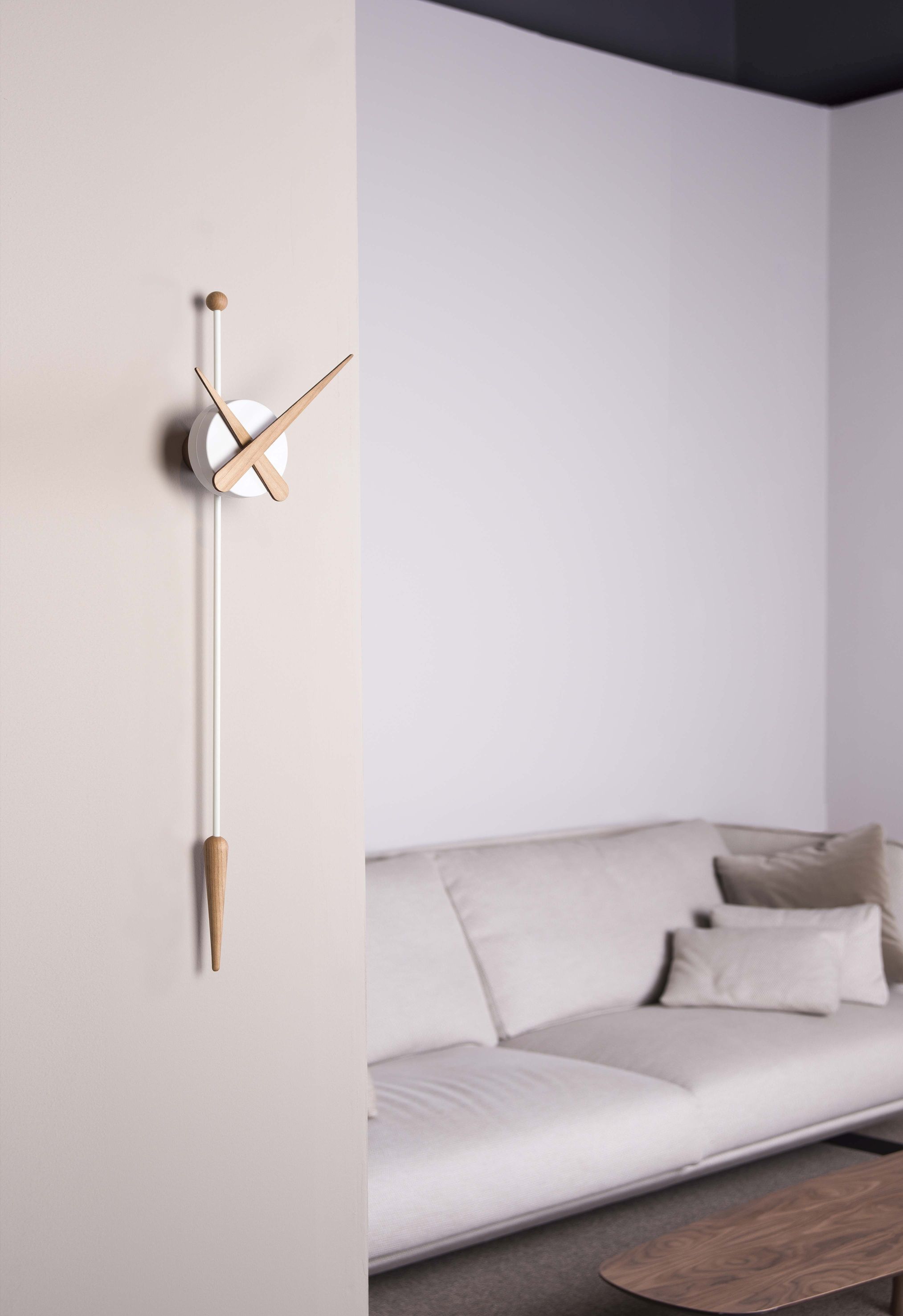 Punta wall clock oak/white nomon