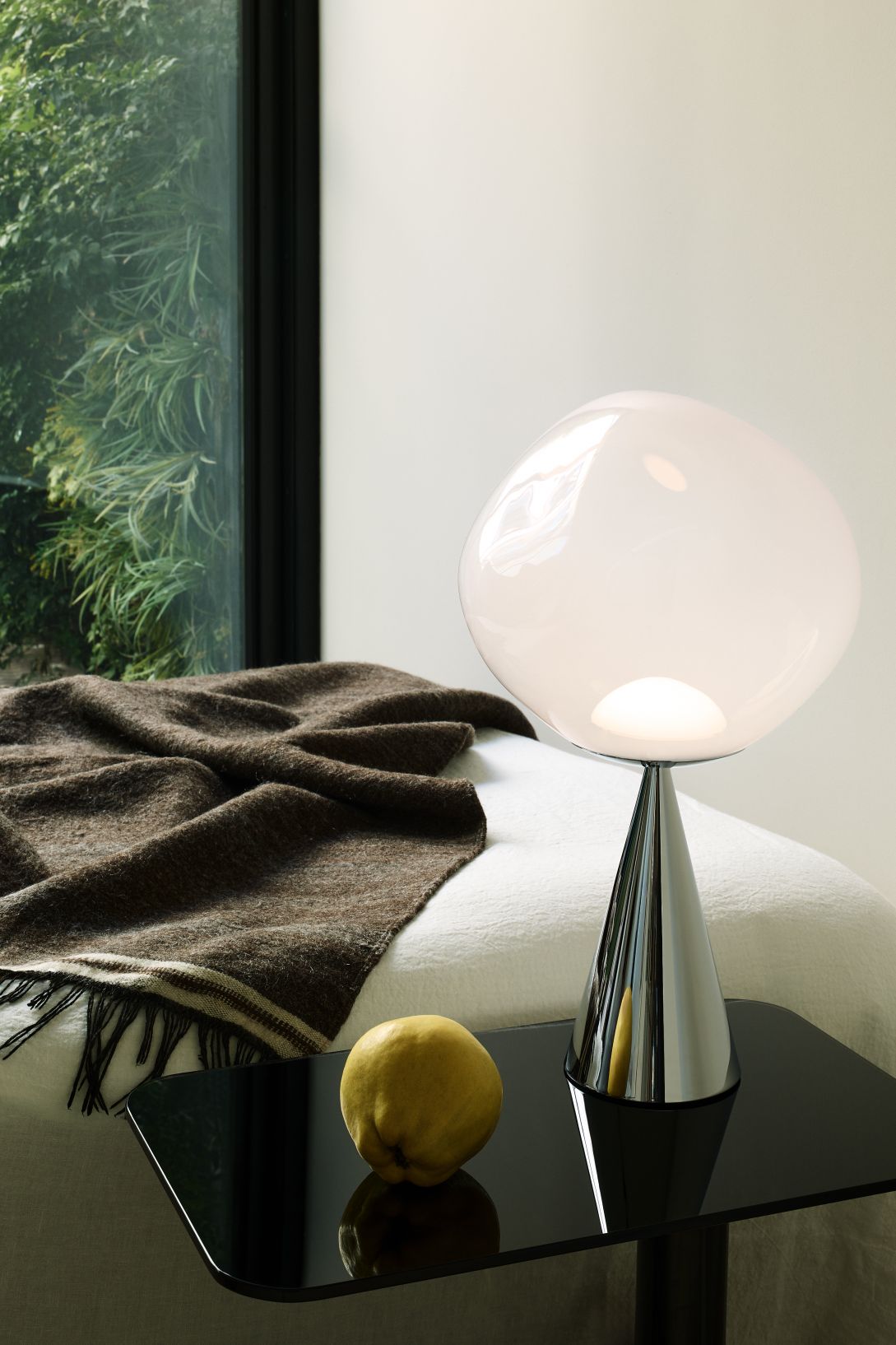 Melt Cone Fat Table lamp silver - opal Tom Dixon