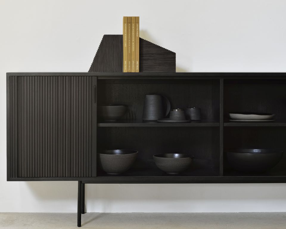 Roller Max Sideboard with 2 Doors Teak Black Ethnicraft