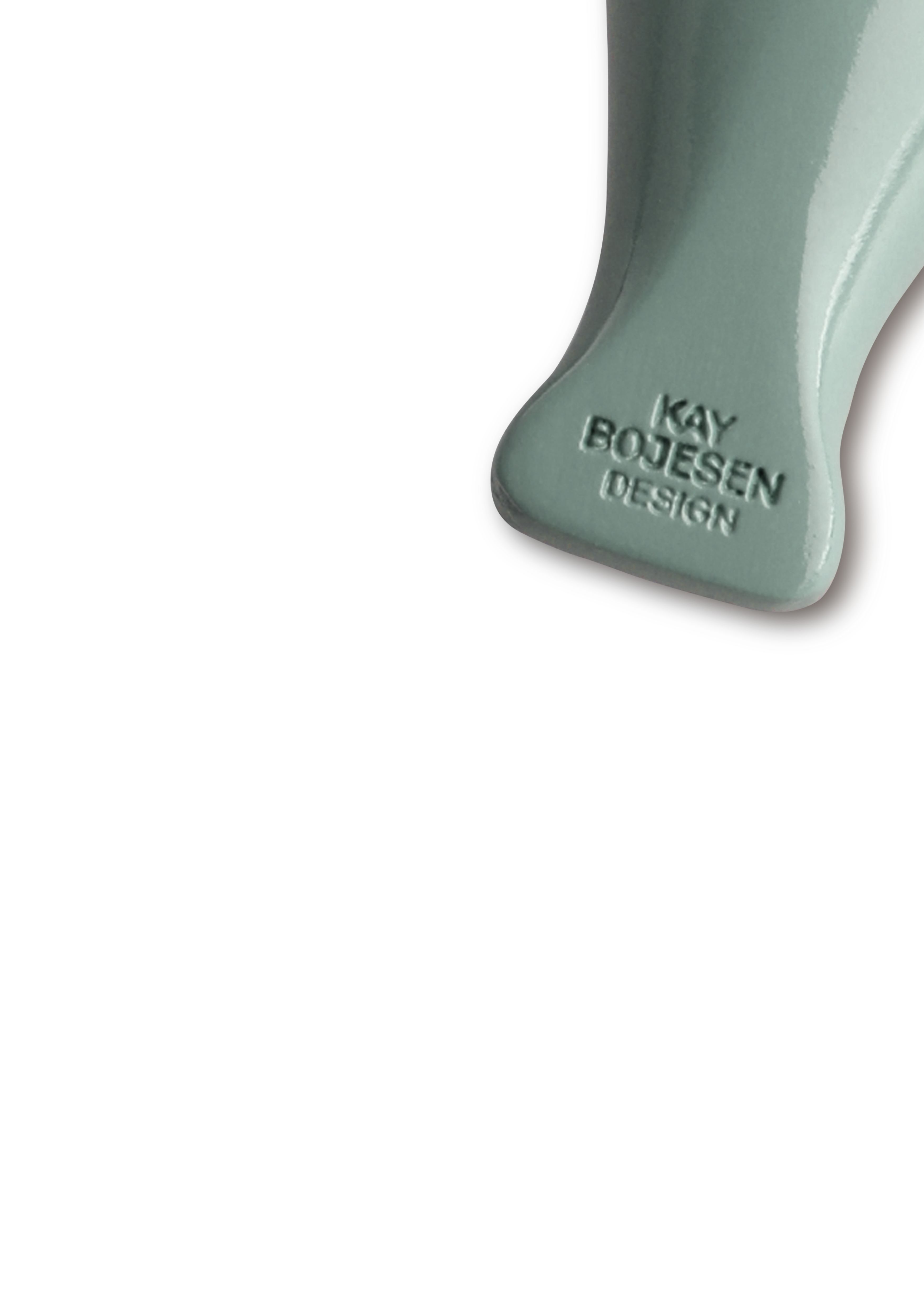 Bird green key ring silver coloured metal with natural leather Kay Bojesen