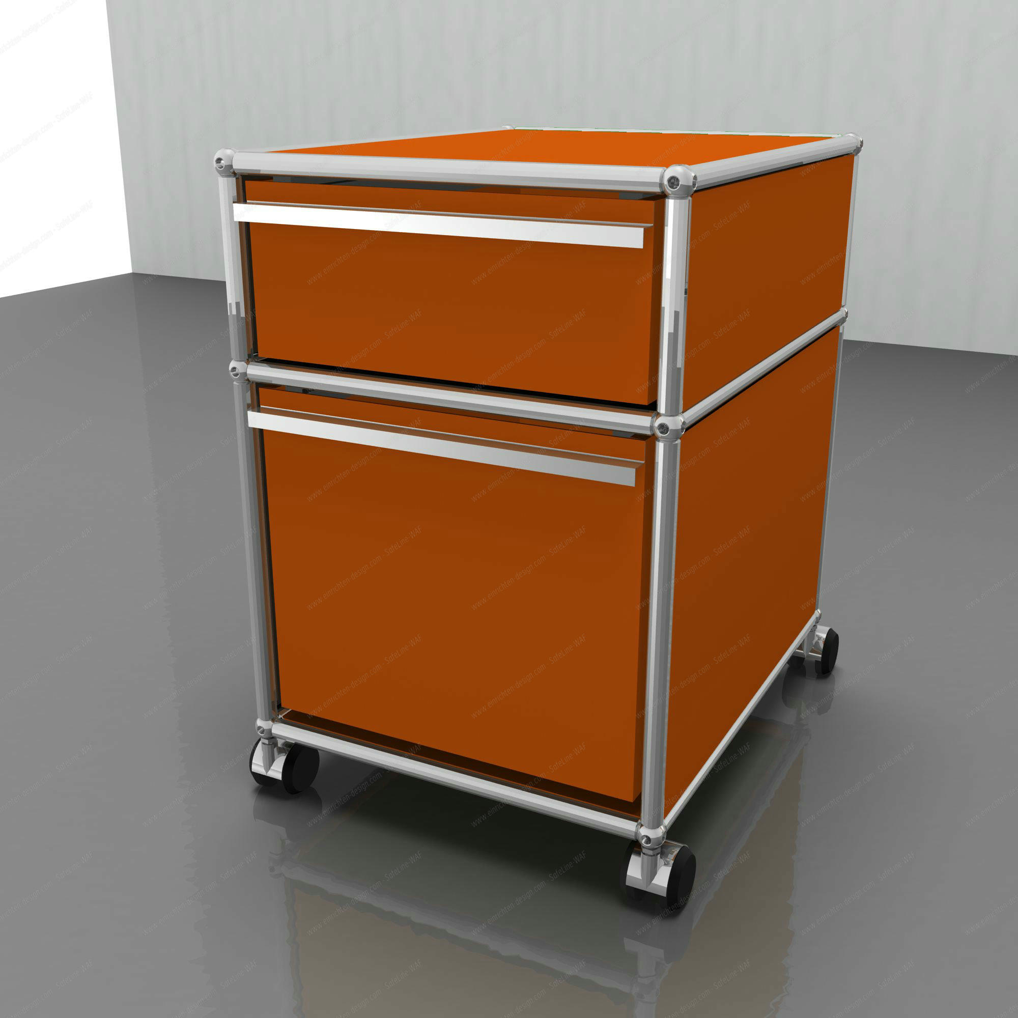 USM Haller Rollcontainer mit Hängeregistratur – reinorange