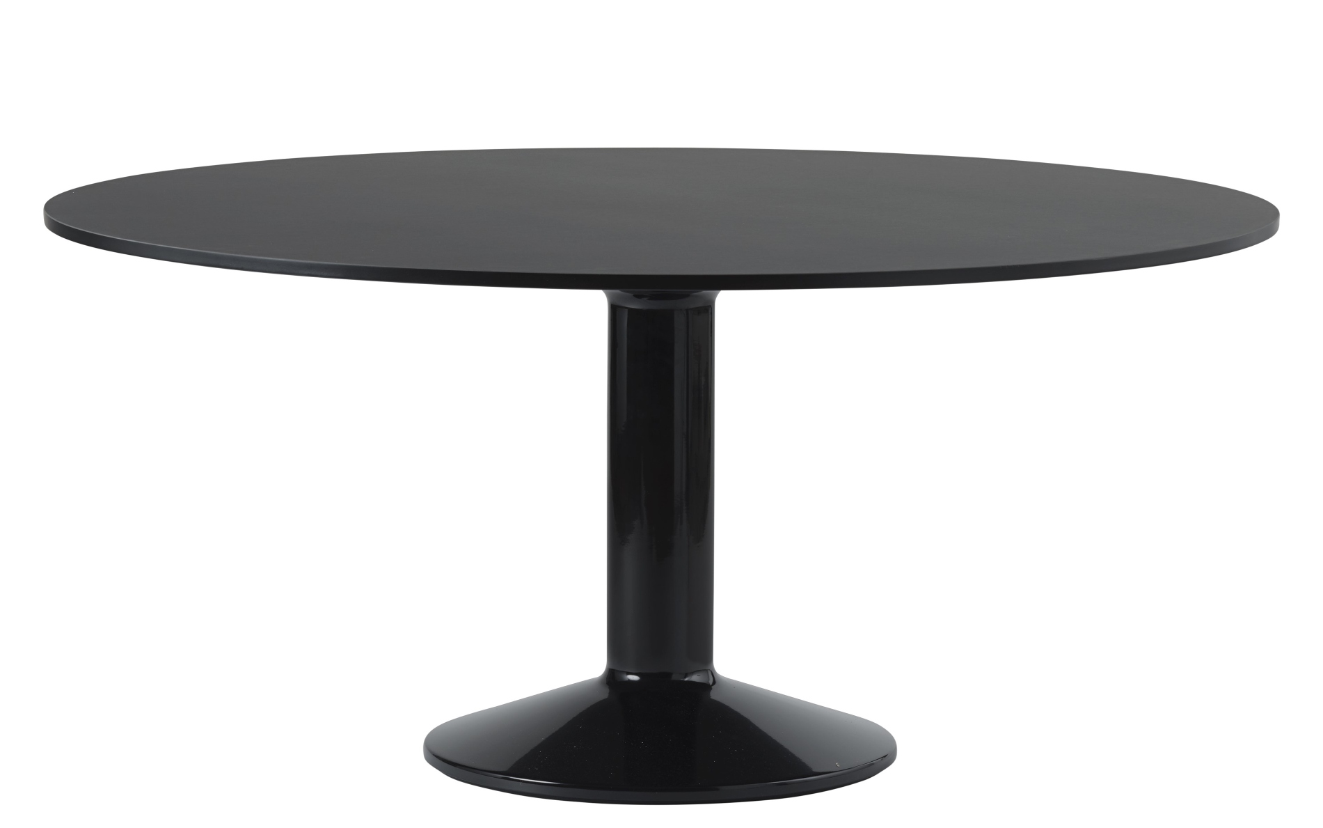 Schwarzer MIDST Table Esstisch von Muuto: Runder, moderner Tisch mit zentralem Säulenfuß für Esszimmer.