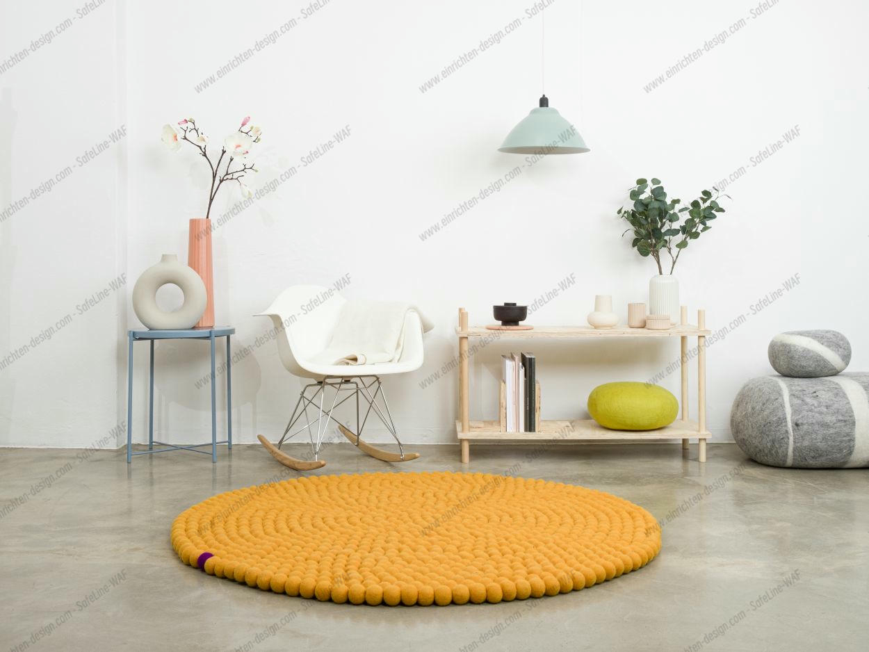 Big One Round Felt carpet Ø 200 cm myfelt Ochre yellow