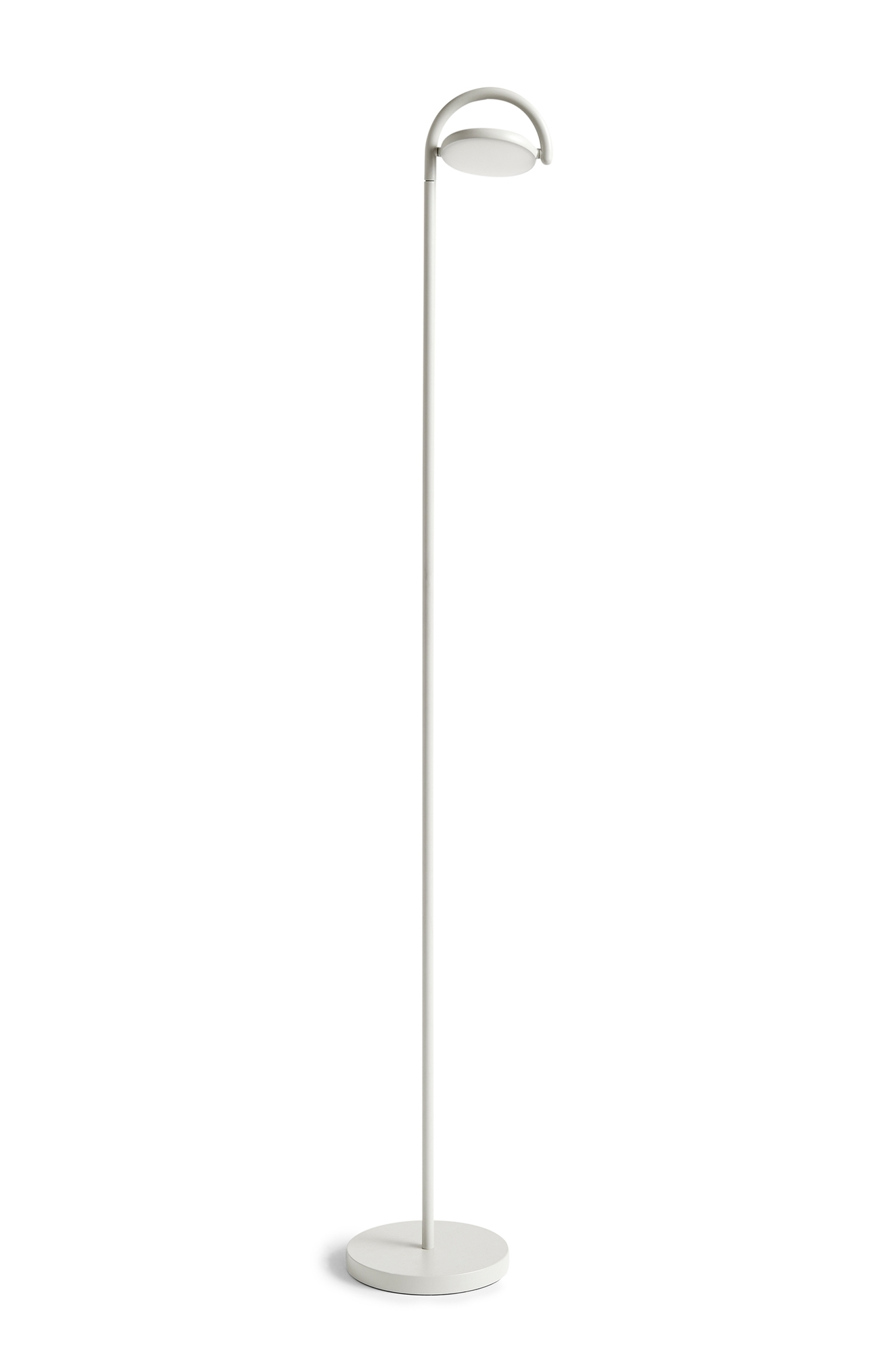 Graue Marselis Stehleuchte von Hay: Moderne Bodenleuchte mit rundem Lampenschirm und minimalistischem Design.