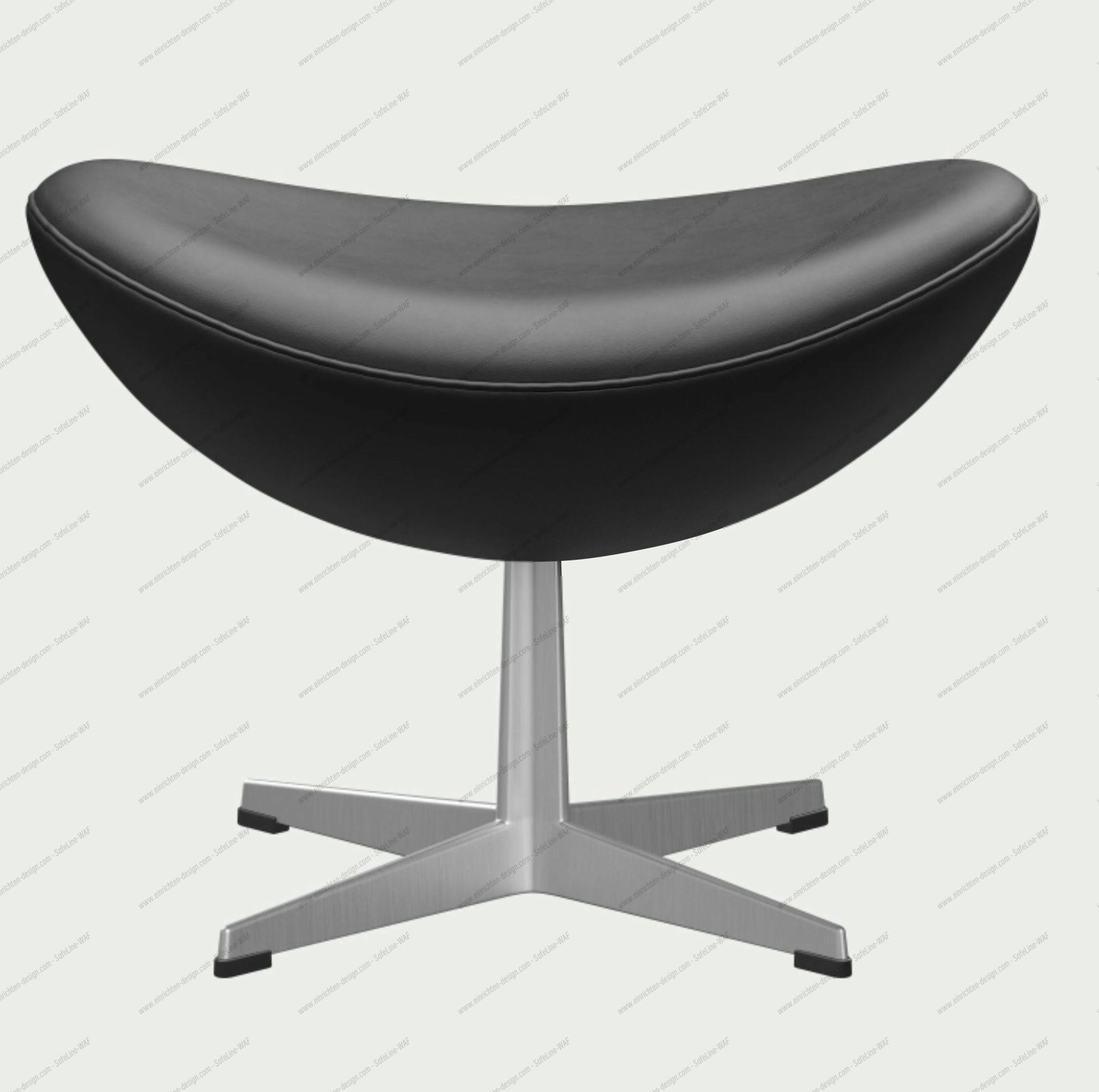 Egg Chair with Stool Action Model Essential Leather Black Fritz Hansen