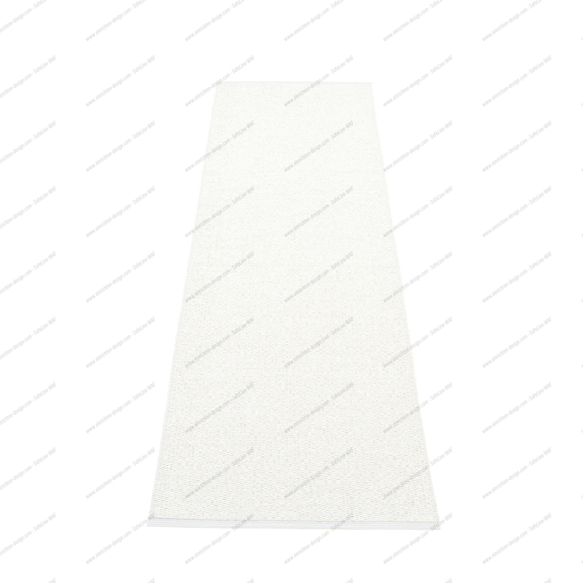 Weißer Svea Kunststoffteppich von Pappelina, 70x240 cm, für Küche oder Flur. Moderner, pflegeleichter Teppich.