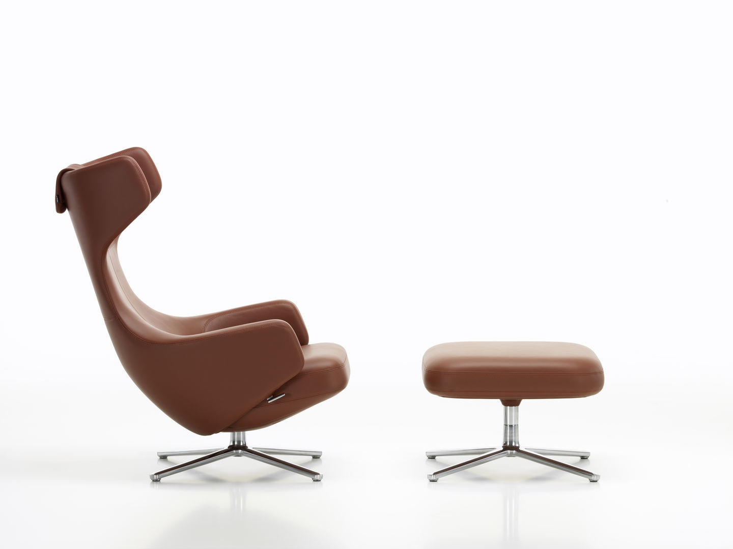 Grand Repos Easy Chair + Ottoman Vitra Polished Cosy Classic grey