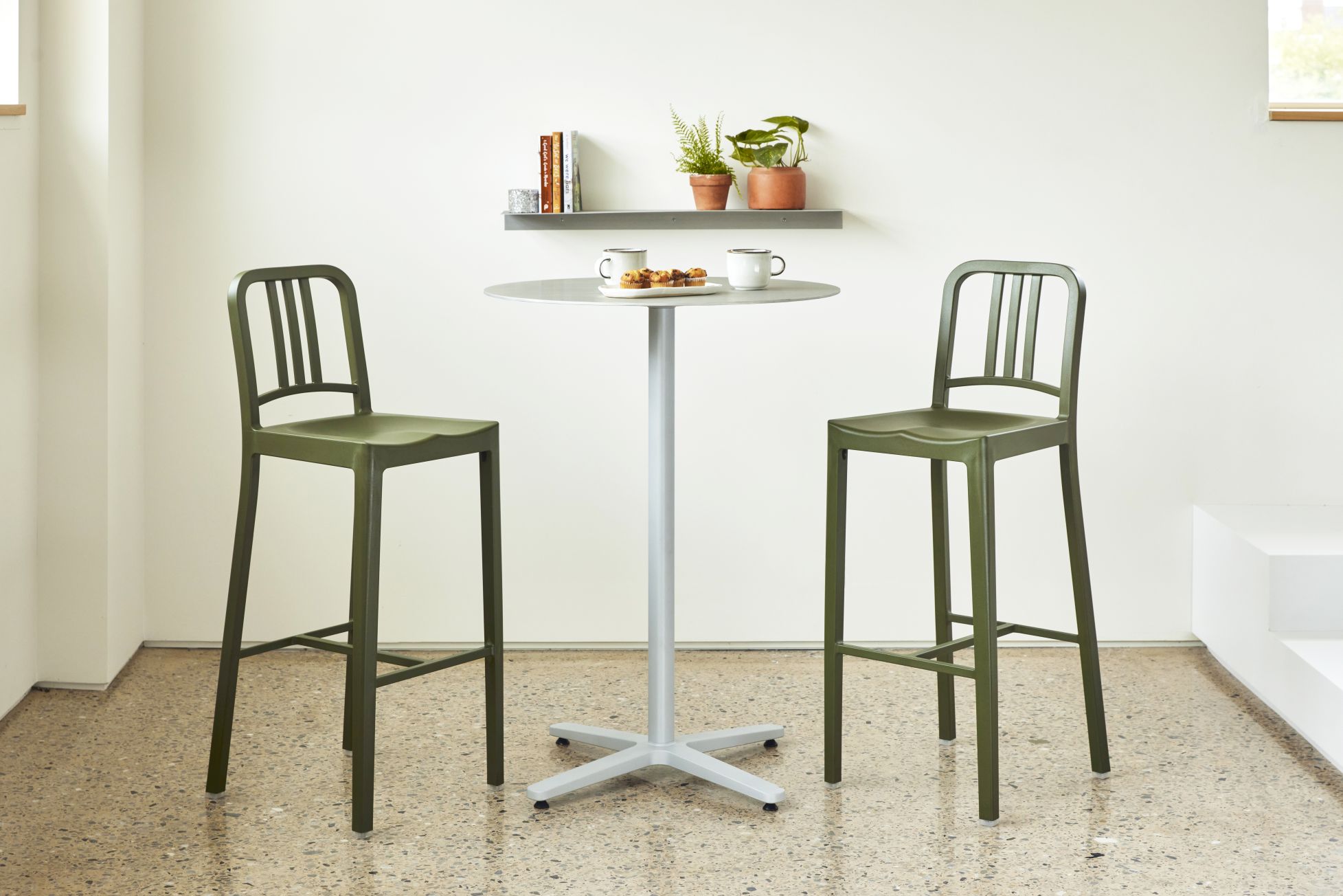 111 Navy Barstool Cypress Green Emeco