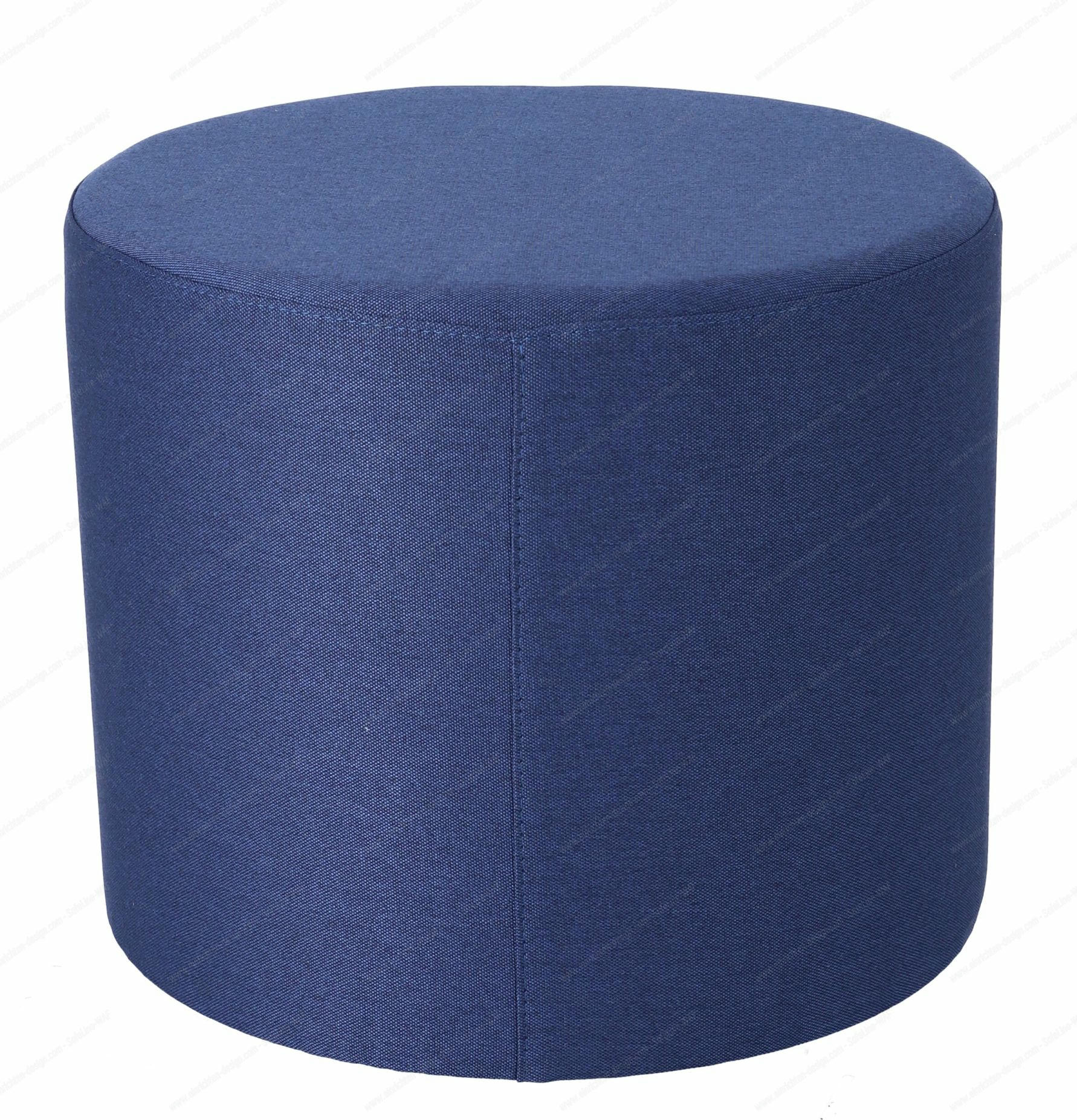 Blauer Rondo Pouf von Jan Kurtz, runder Sitzhocker aus Stoff, modernes Wohnaccessoire.