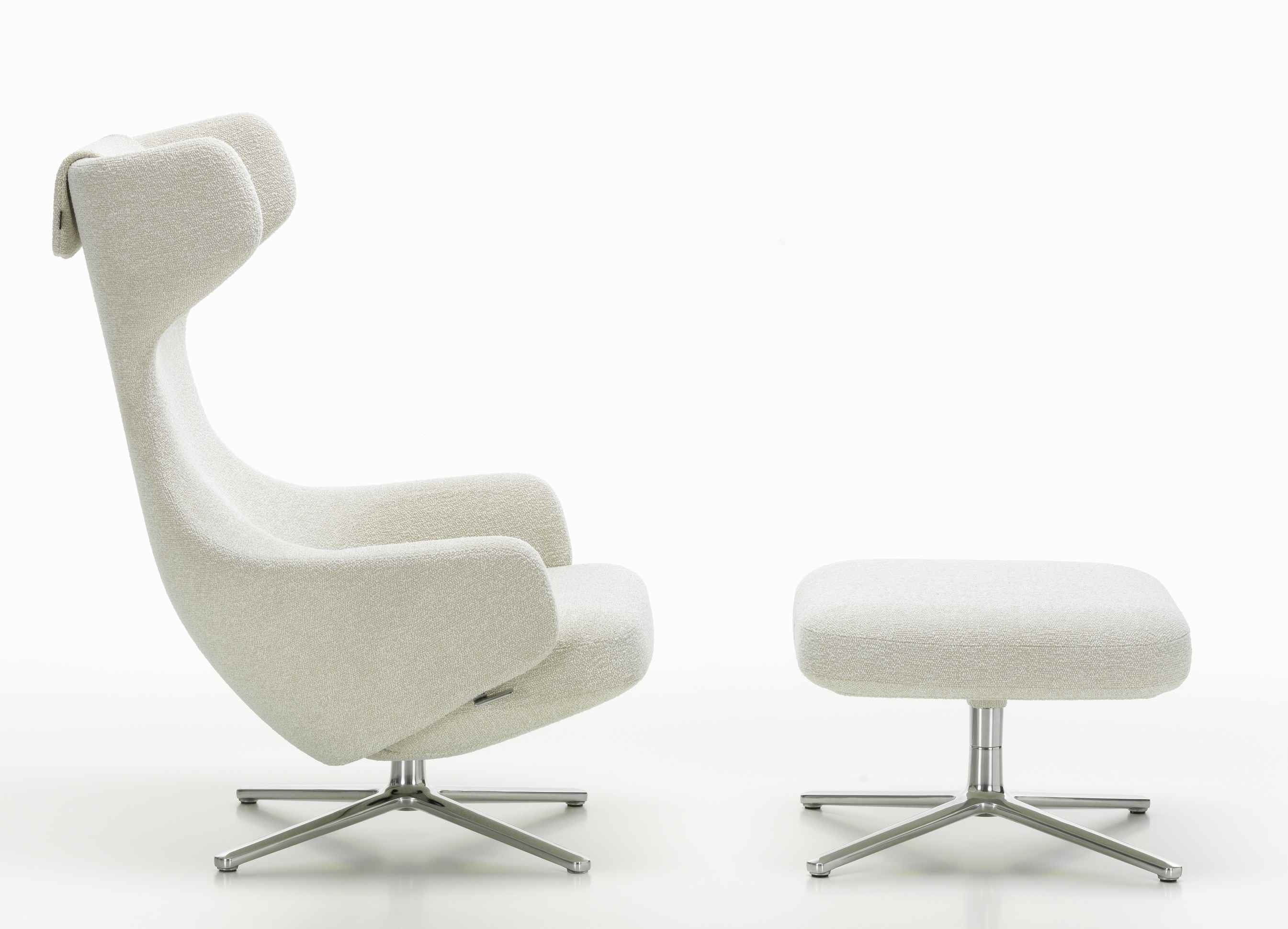 Grand Repos Armchair + Ottoman Vitra Polished Nubia Ivory / Pearl
