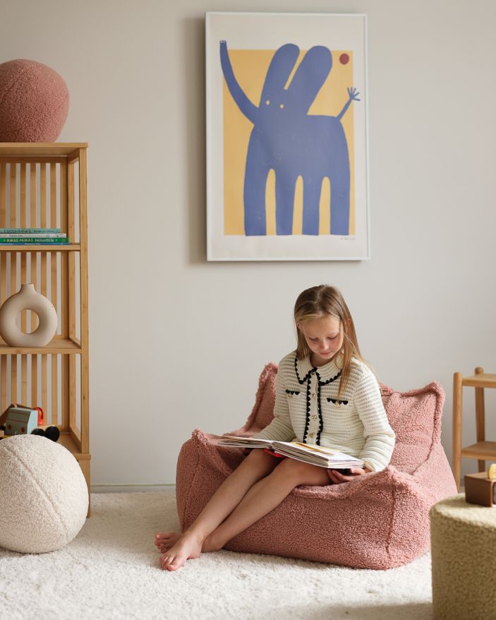 Children's beanbag armchair Teddy fabric Guava Wigiwama