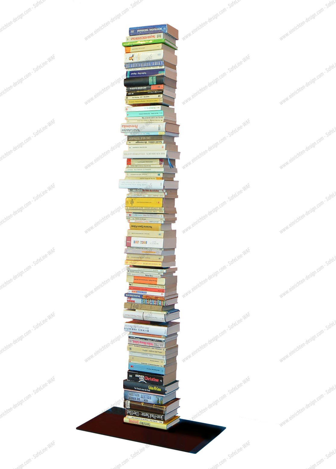 Booksbaum Regal: Einzelnes Standregal mit gestapelten Büchern, modernes Design für Wohnzimmer und Büro.