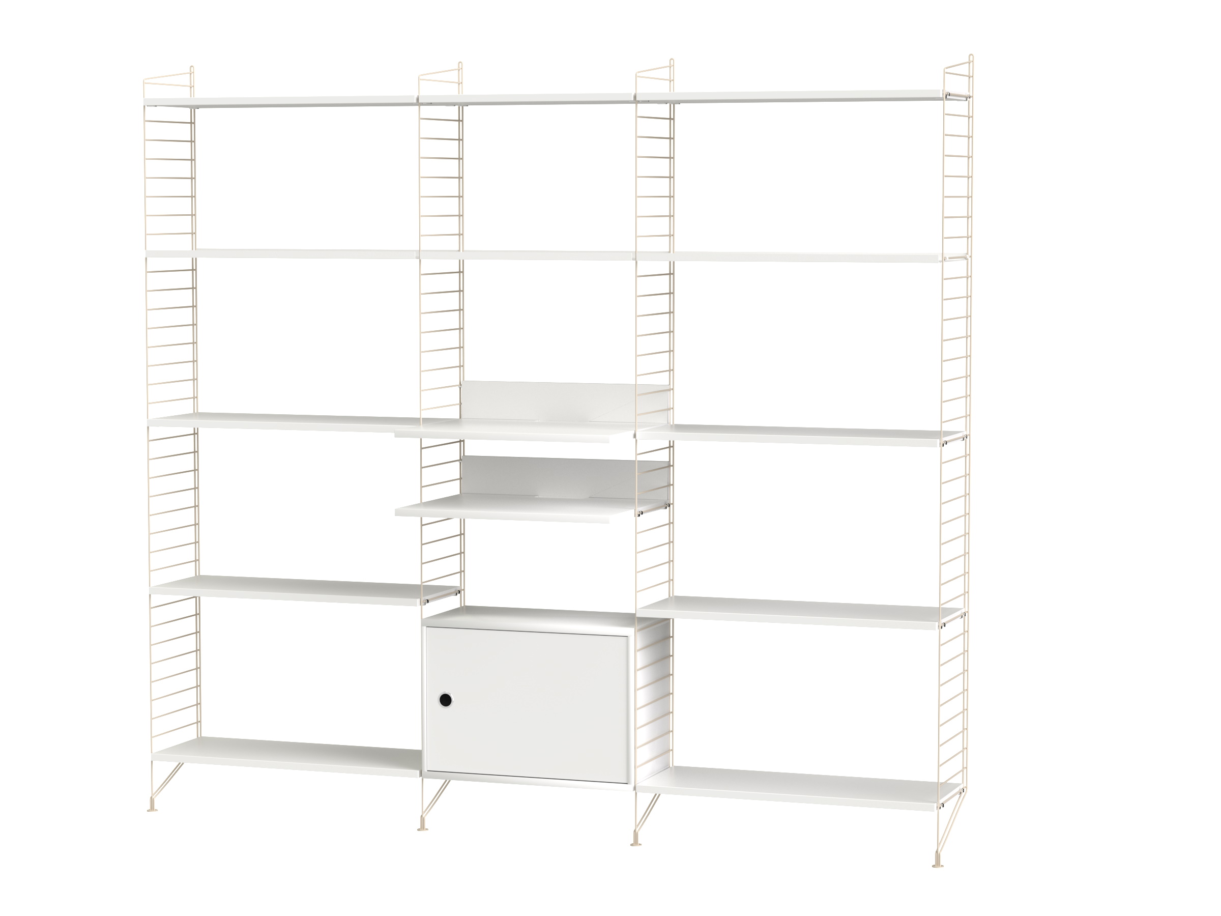 String Living Room Wall Shelving System Q String Furniture White - Beige