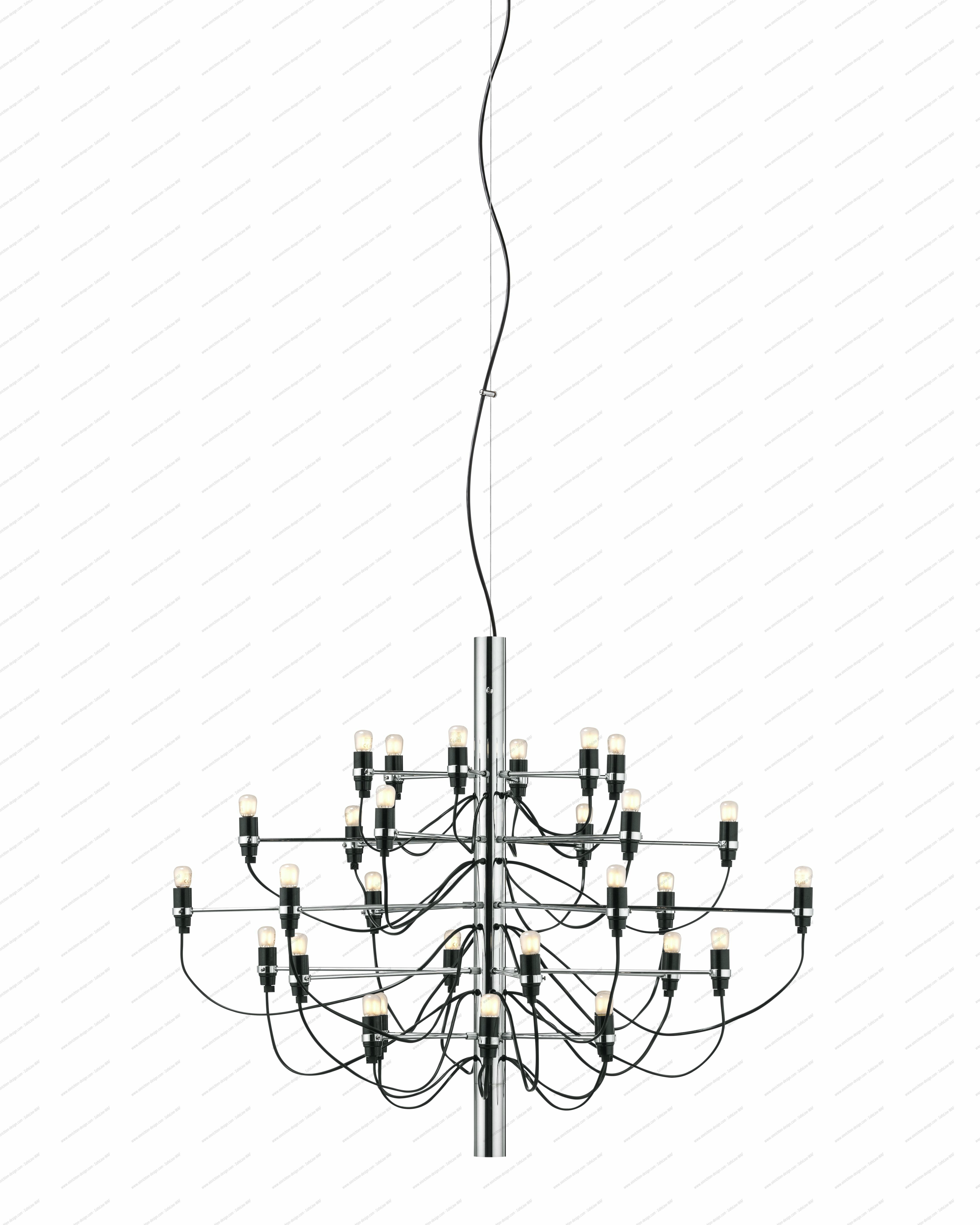 2097/30 LED chandelier chrome with frosted bulbs Flos