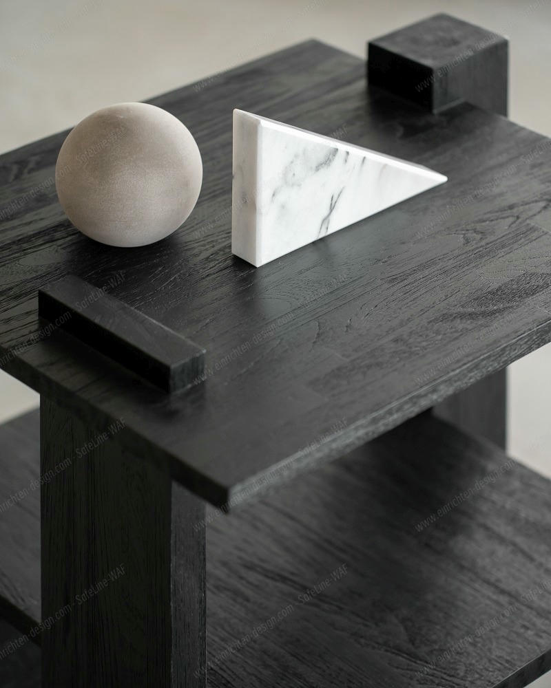 Teak Abstract Side table Black Ethnicraft