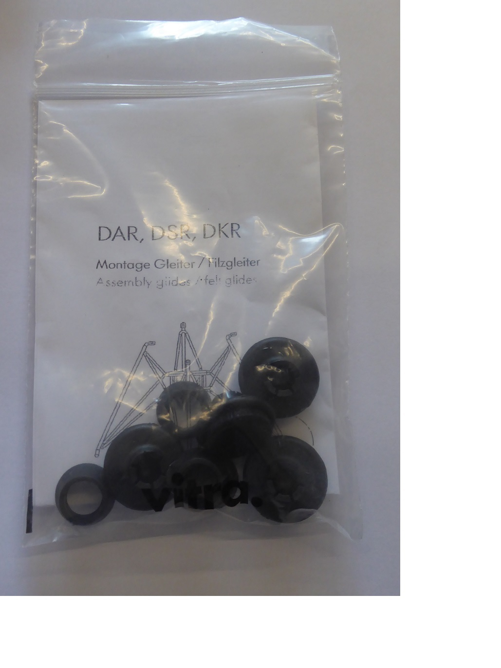 Felt slides set for Eames Plastic Chair DSR, DAR, DKR Vitra - black