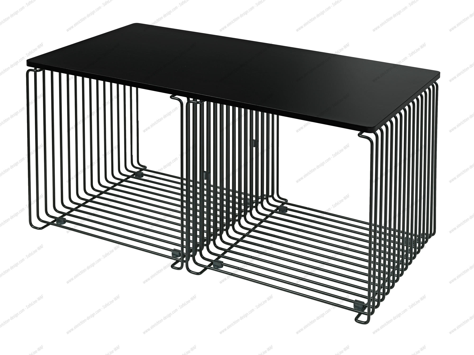 Panton Wire Cube Side table / Coffee table chrome black lacquered / Table top MDF black Montana