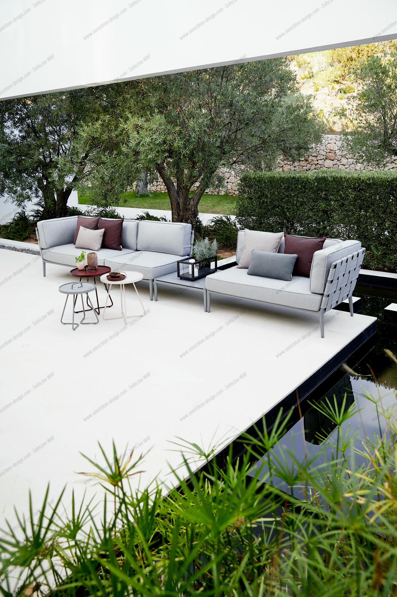 Conic AirTouch Outdoor 2-seater modular sofa right light grey Cane-Line