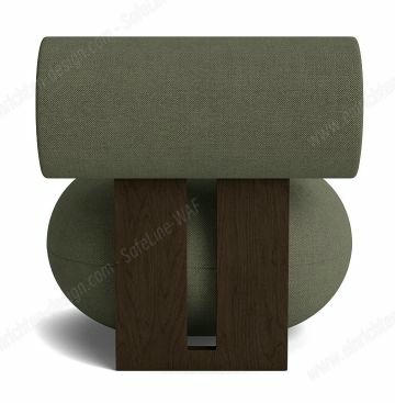 Hippo Lounge Sessel in dunkler Eiche mit grünem Kvadrat Fiord Stoff, Frontansicht.