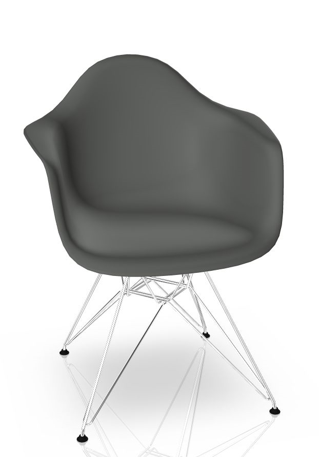 Eames Plastic Arm Chair DAR Chair Vitra Chrome - Granite grey