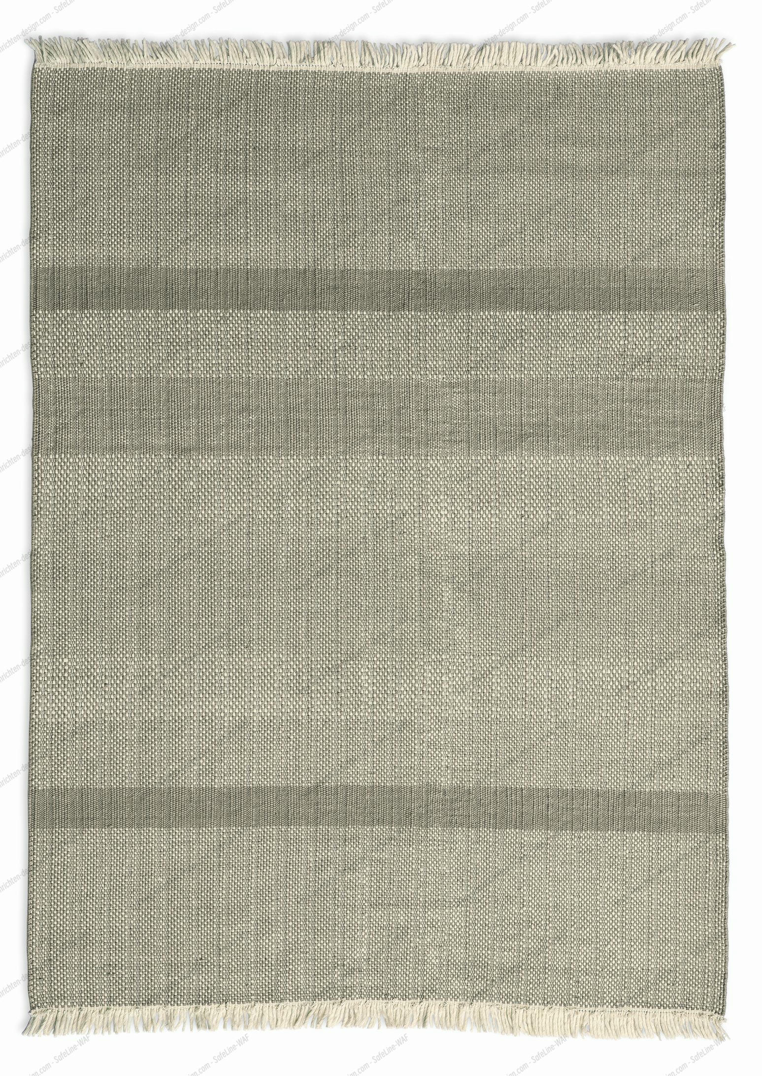 Nanimarquina Tres Texture Teppich in Perle, 200x300 cm, Detailaufnahme des gewebten Wollteppichs mit Fransen.
