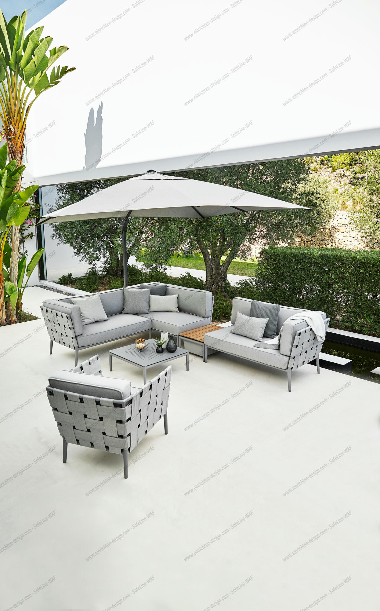Conic Airtouch Outdoor 2 seater modular sofa left light grey Cane-Line