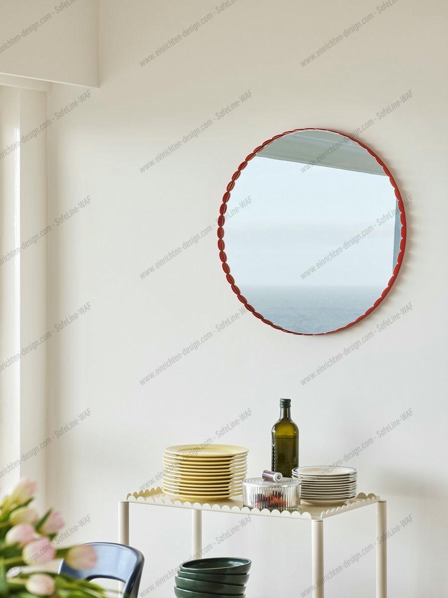 Arcs Mirror Round Red Hay
