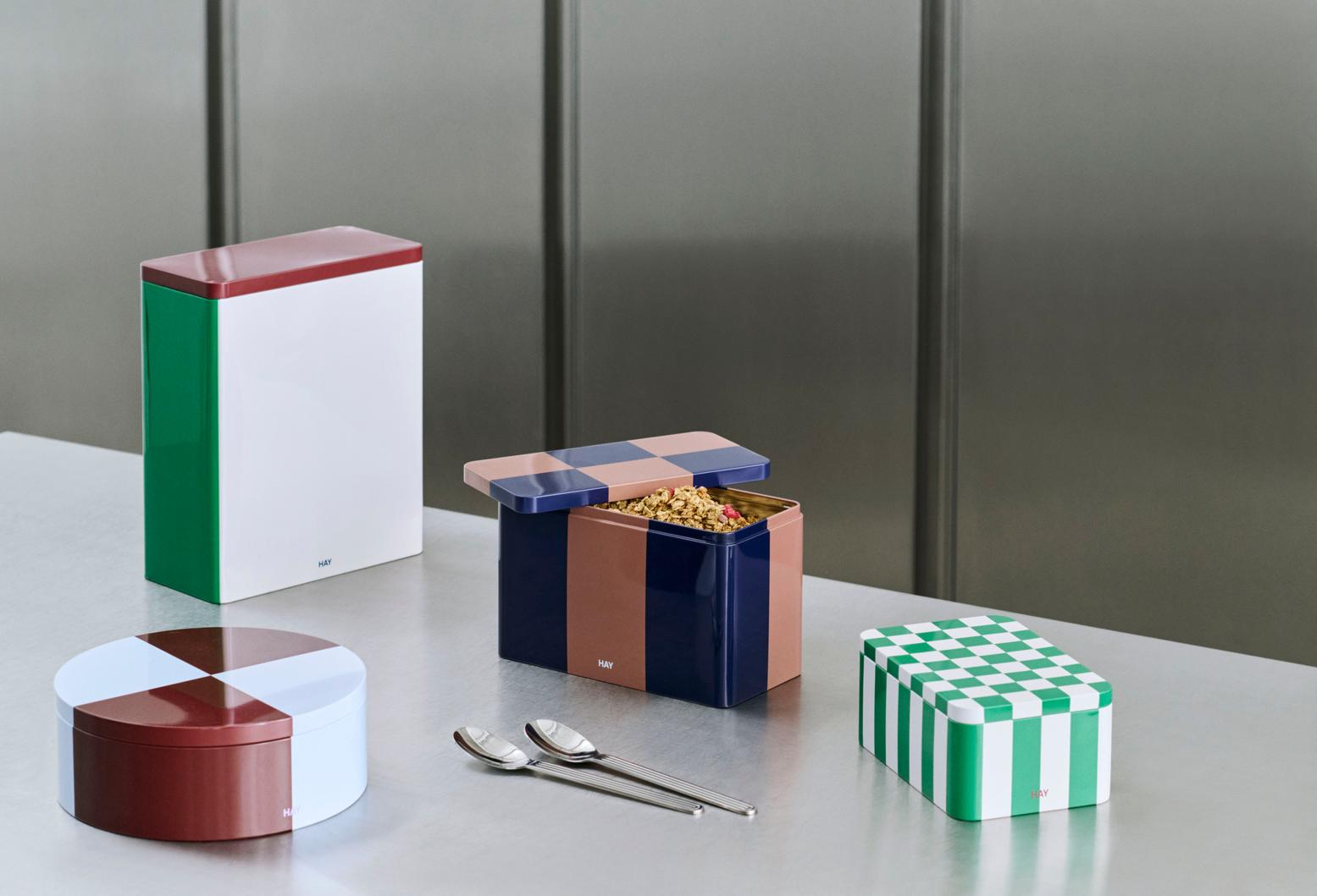 Small Green and Dark Blue Tin Container Storage Box by Hay