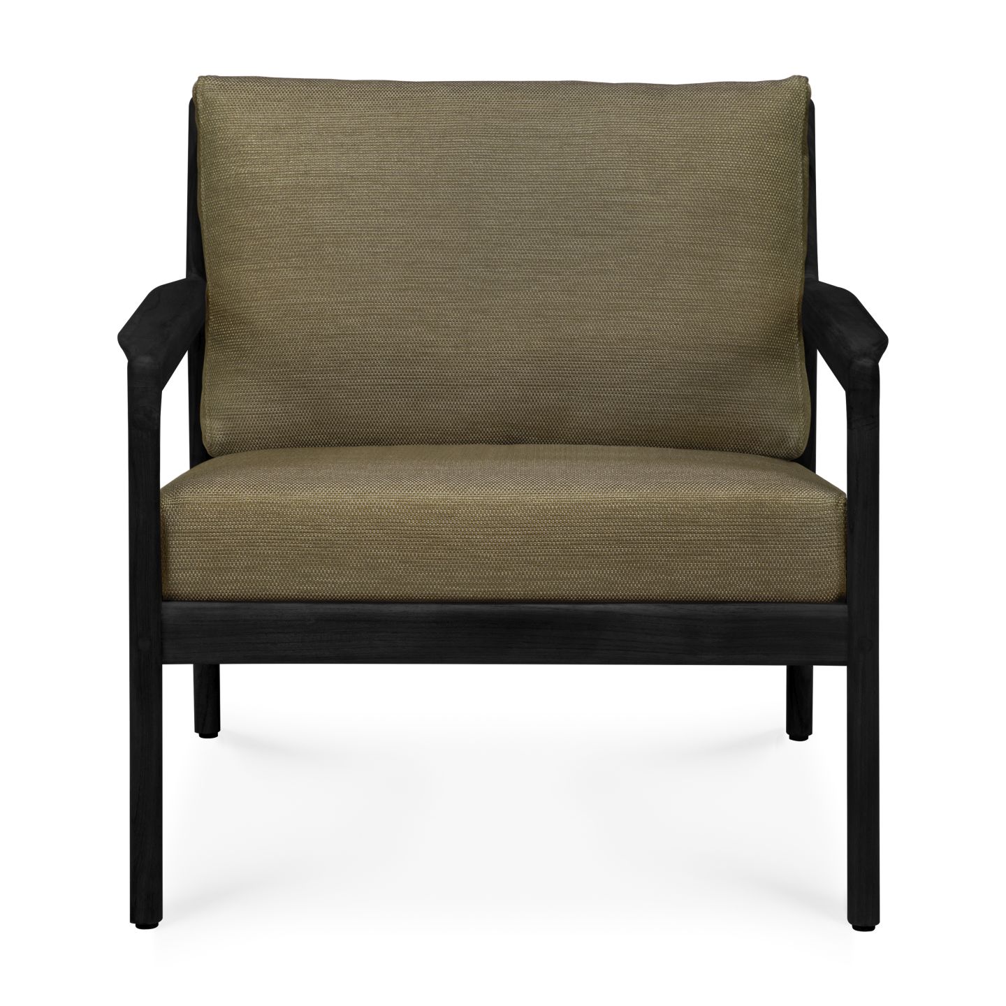 Jack Outdoor Lounge Chair, Teak, Black Lacquered, Green Fabric, Ethnicraft