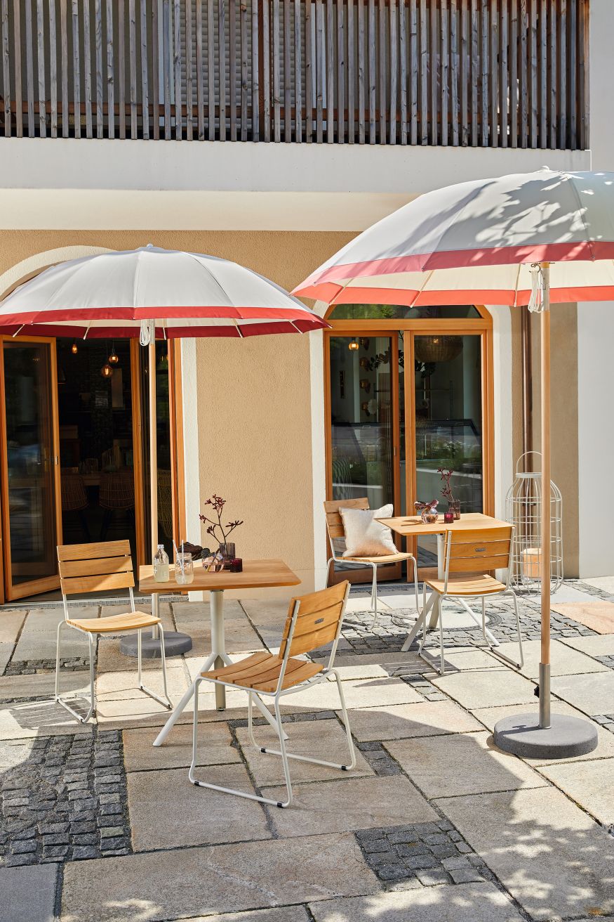 Balcony Folding Table Stainless Steel Frame Teak Weishäupl
