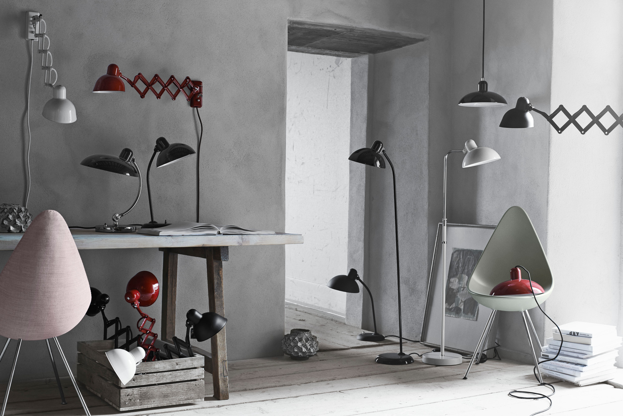 6580 F Luxus Floor lamp KAISER idell Fritz Hansen black high gloss