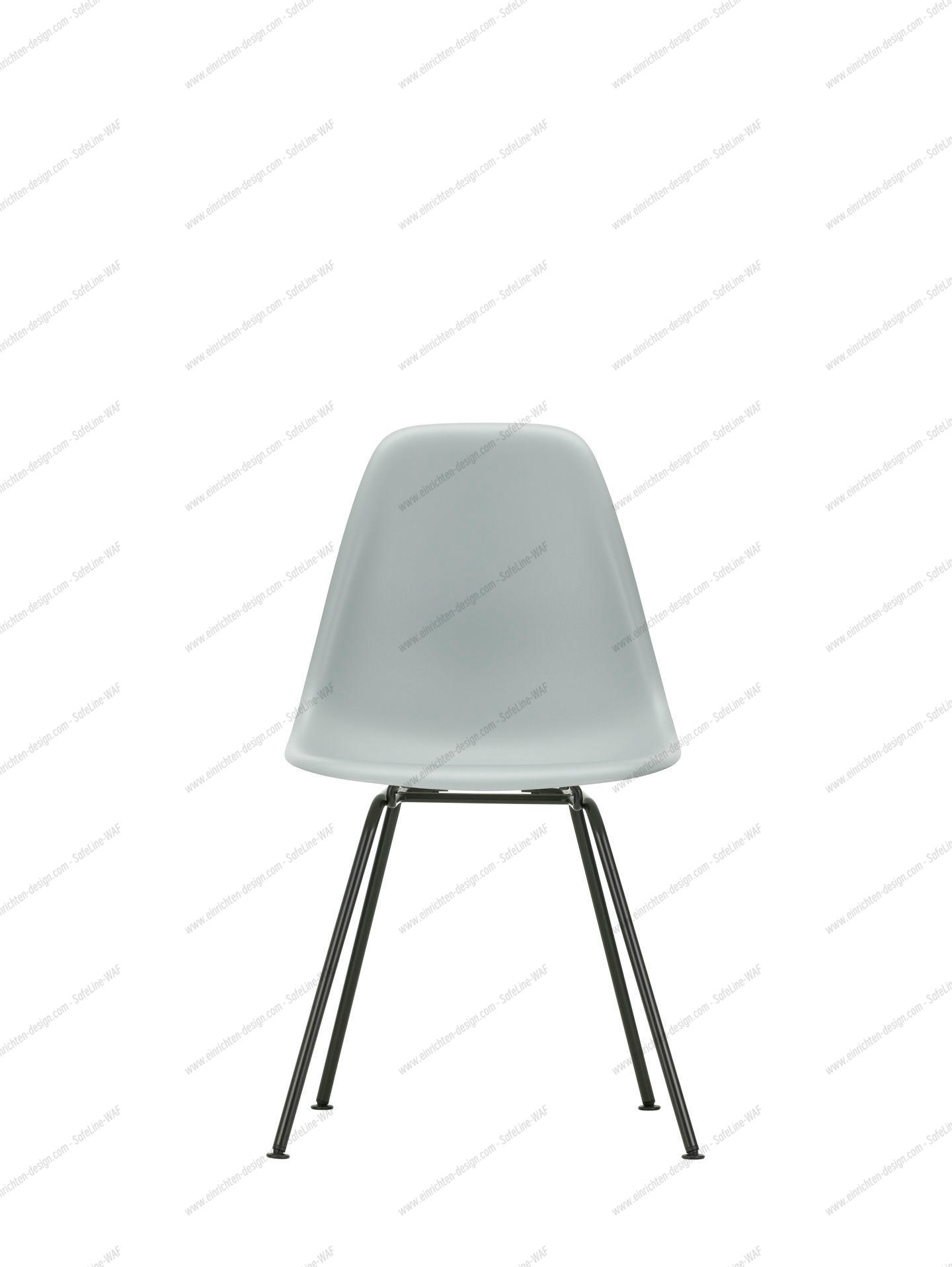 Ansicht von hinten: Eames Plastic Side Chair DSX Stuhl Vitra mit schwarzem Untergestell.