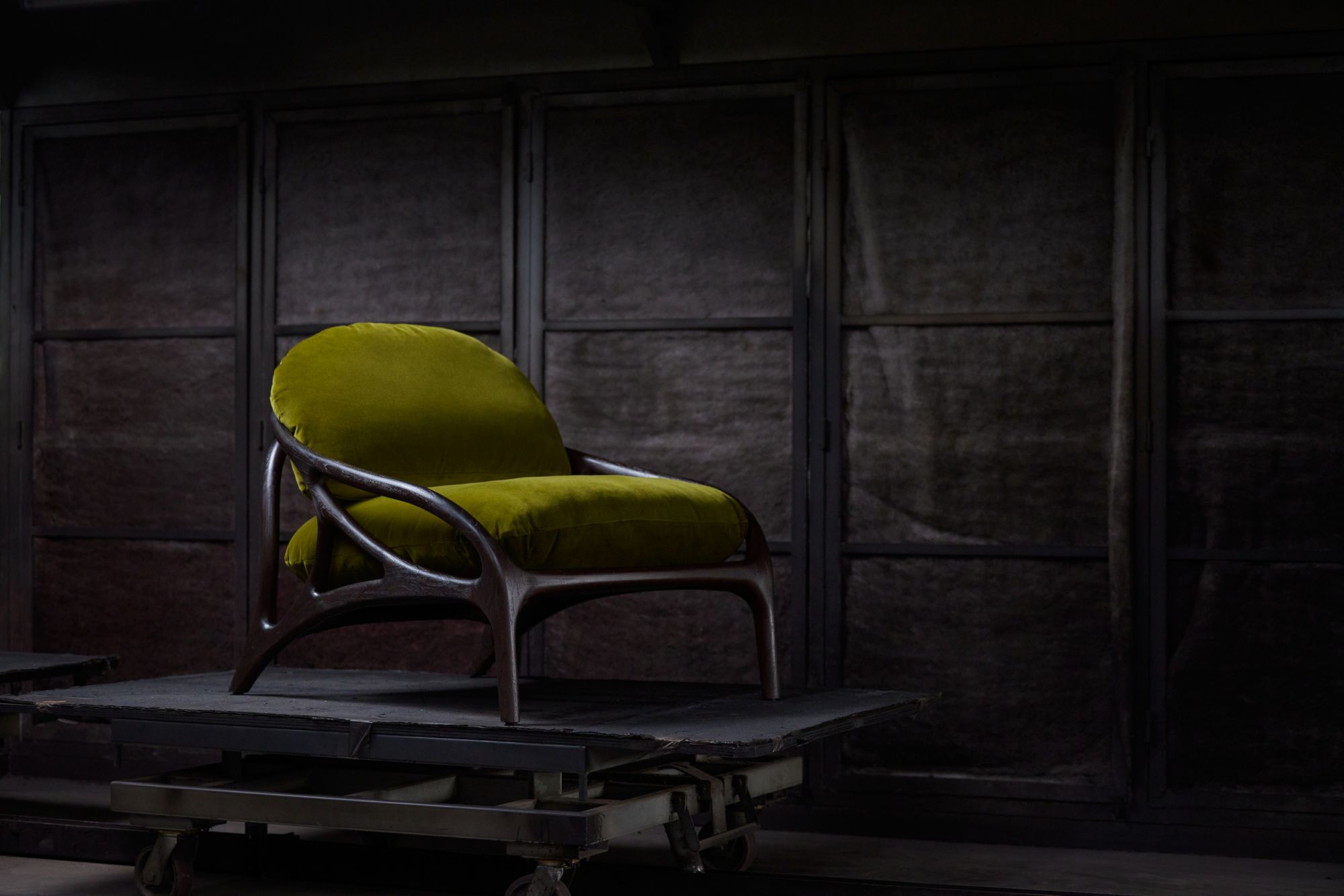 Vime Lounge Chair Leather taupe - beige chenille Morpho