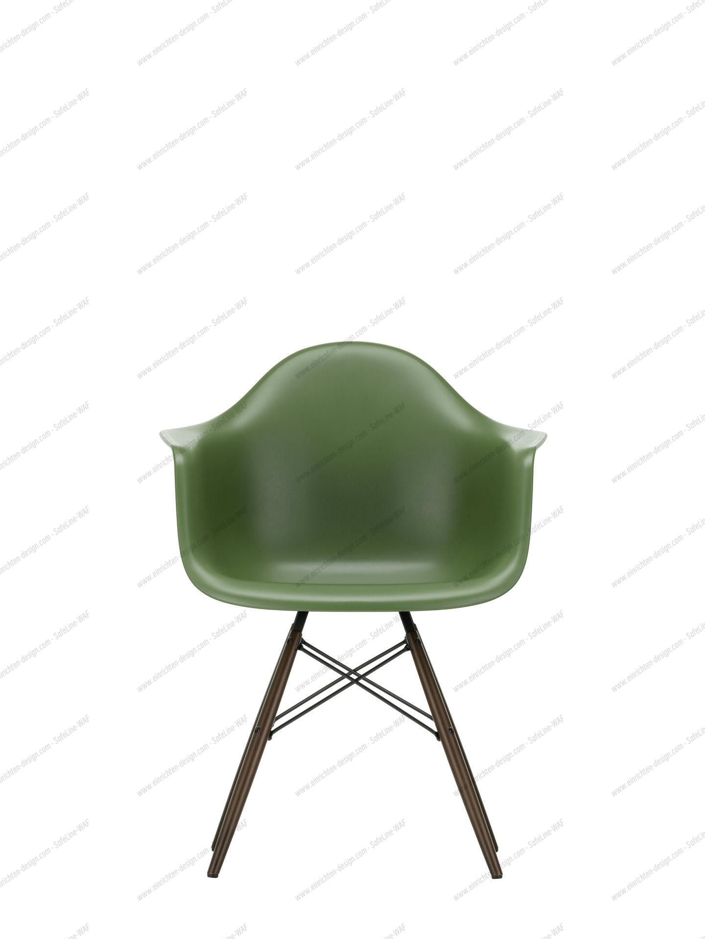 Eames Plastic Arm Chair DAW Chair Vitra Maple dark - Poppy red