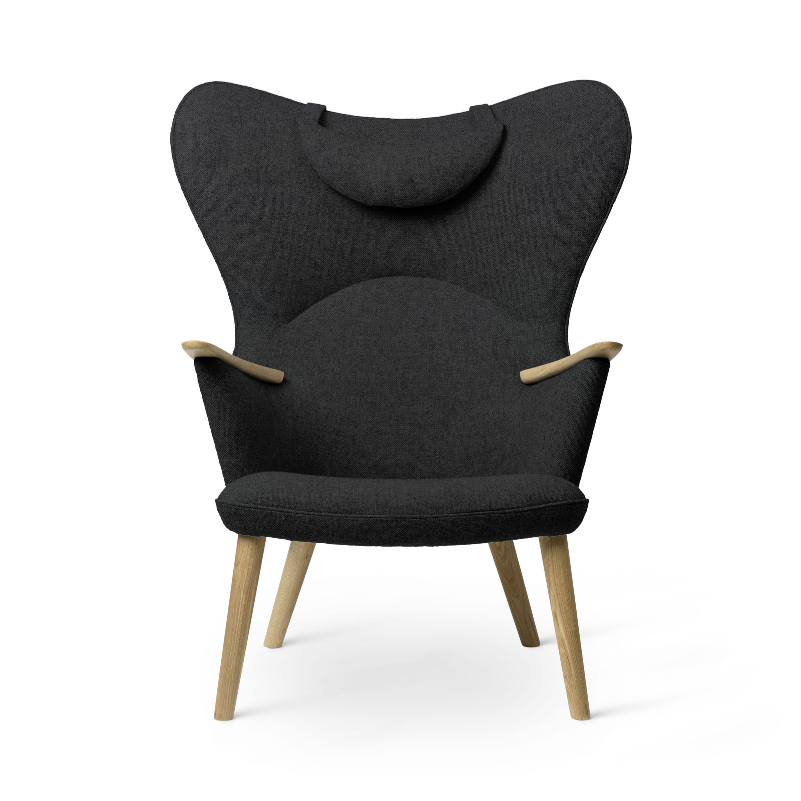 CH78 Mama Bear Sessel von Carl Hansen & Søn in Schwarz mit Holzbeinen.