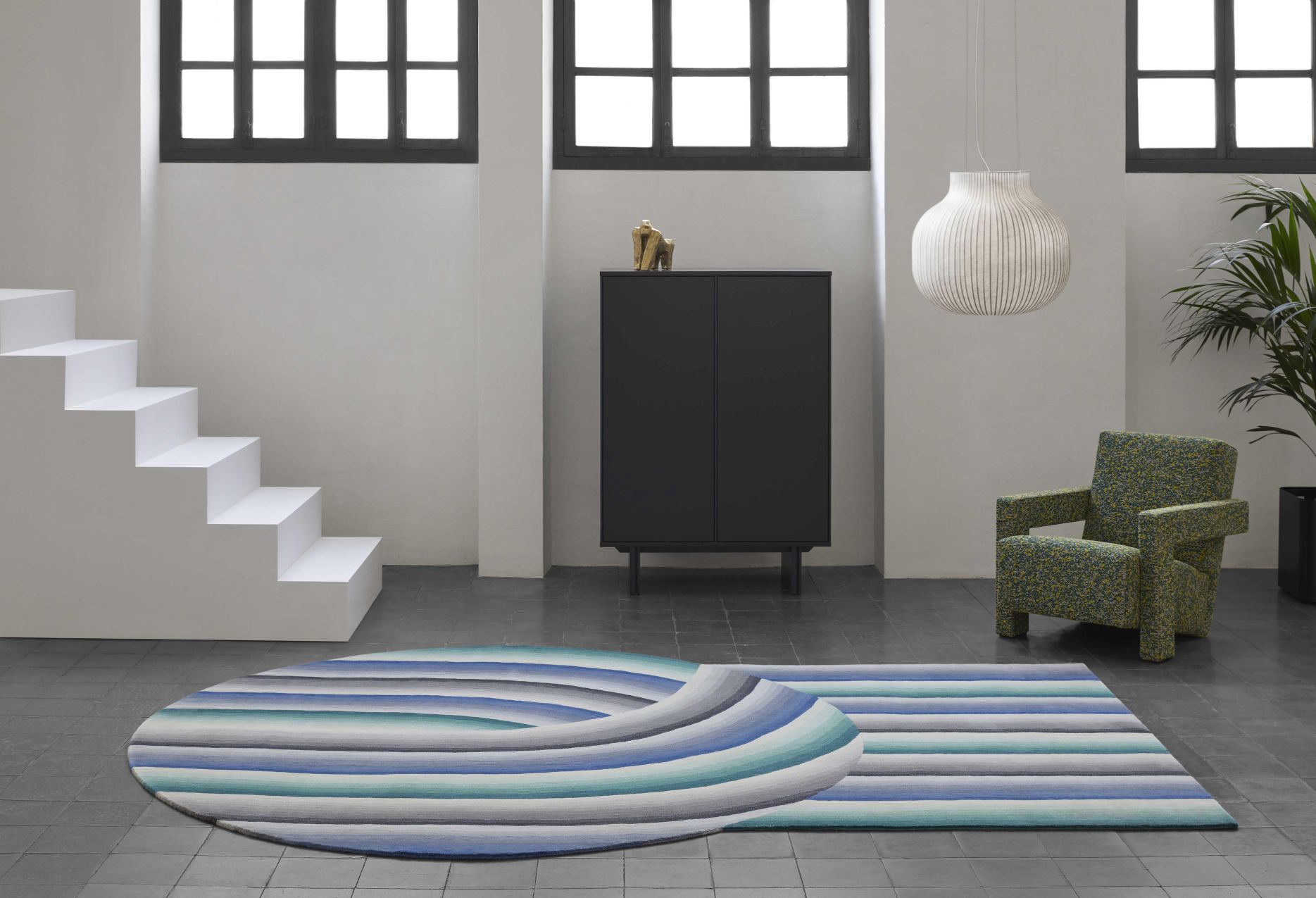 Round Mirage Rug blue Gan