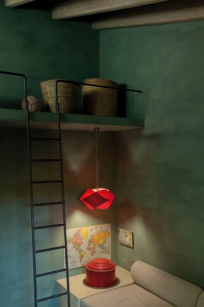 Nut Suspension Pendant Lamp Cable and Canopy in Black Shade in Orange LZF Lamps