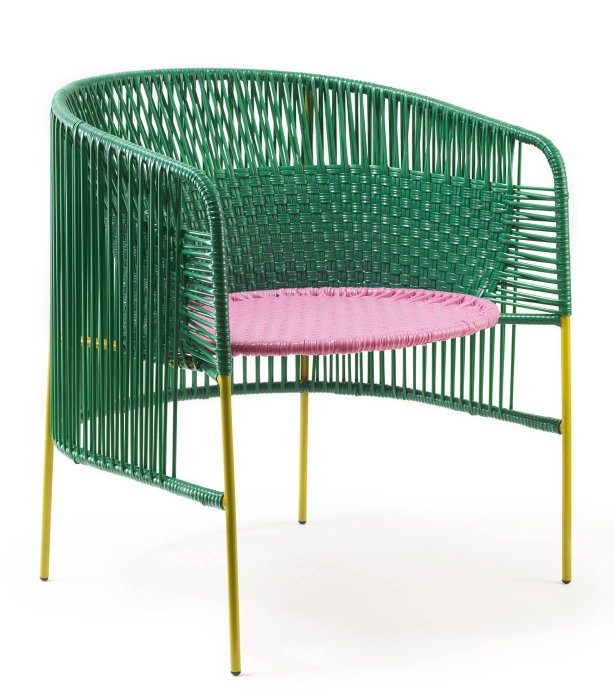 Caribe Lounge Chair Armchair Outdoor ames Emerald green / bubblegum pink / curry yellow