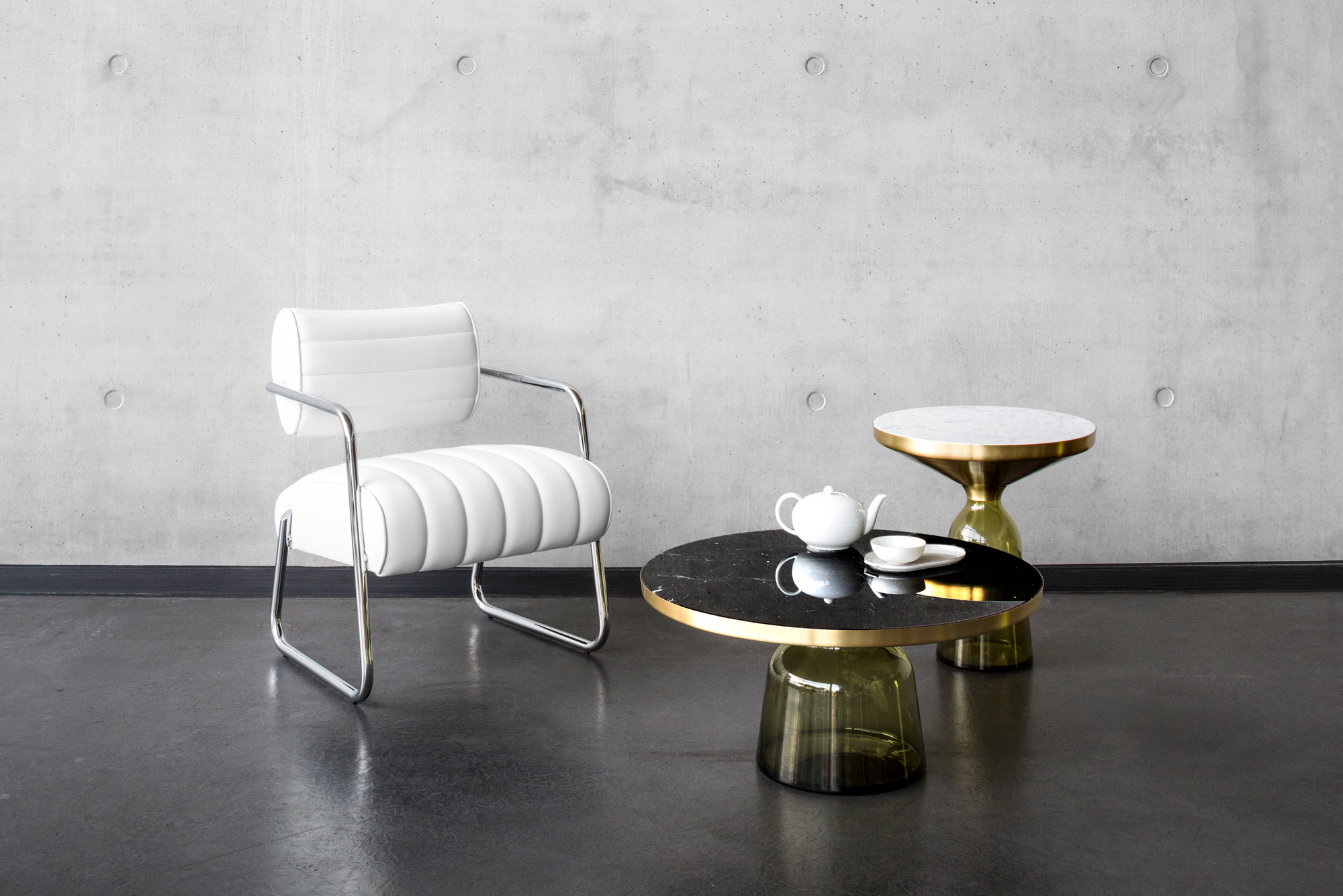 Bell Side Table Brass Quarz-grey ClassiCon SINGLE PIECES