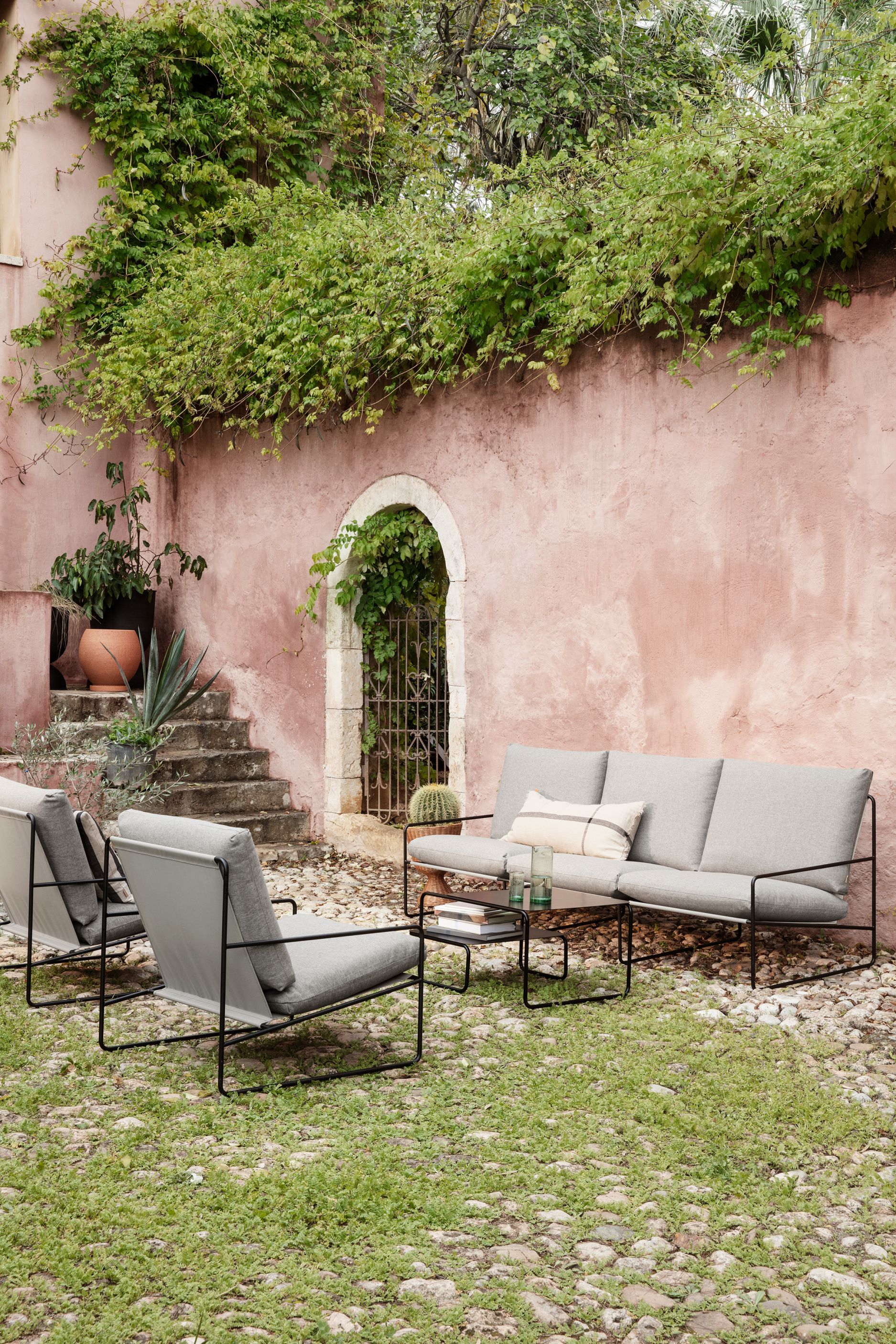 Desert 1 Seater Outdoor Armchair Black Frame Ferm Living 