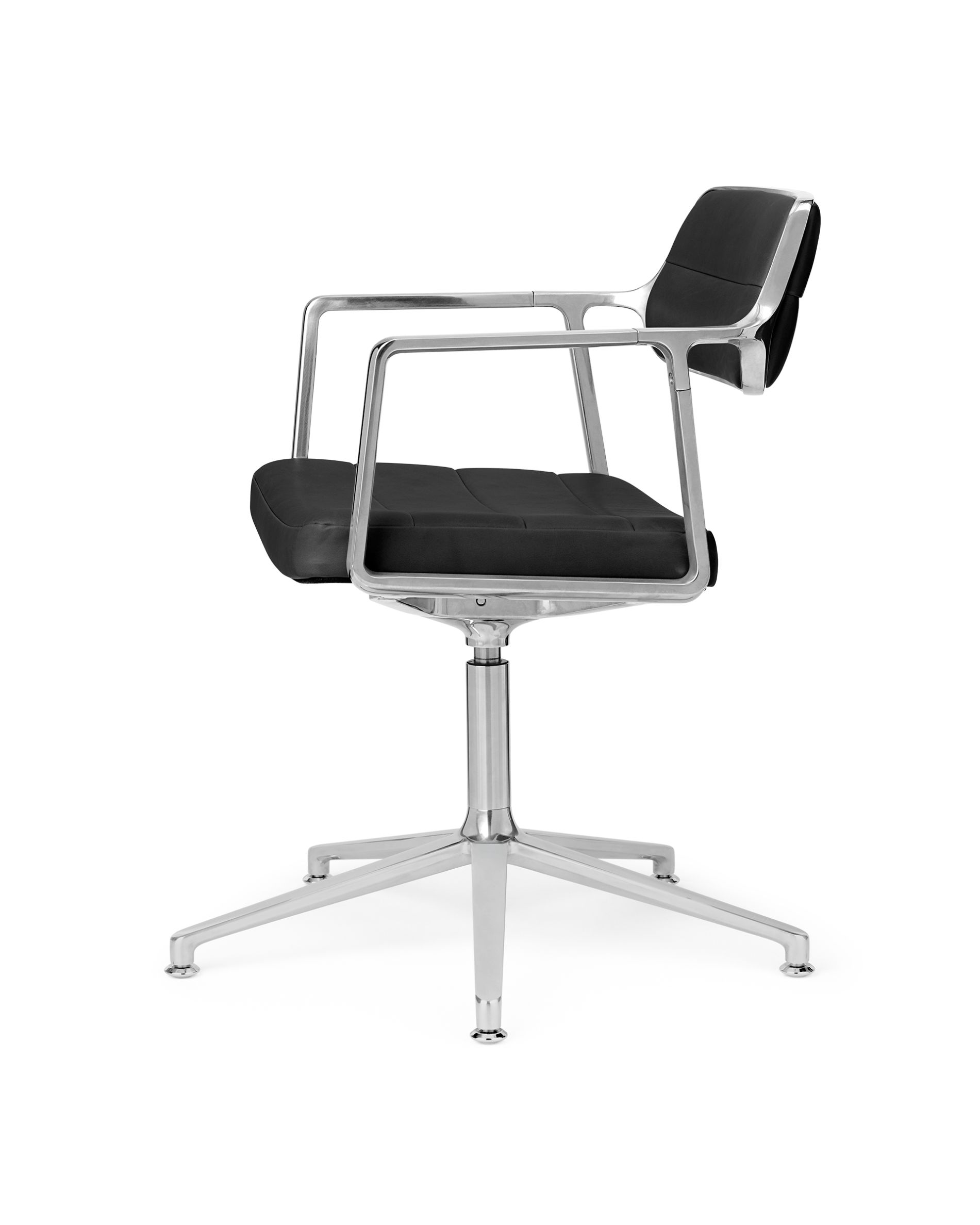 VIPP453 Swivel+ Chair with gliders black leather / polished aluminum frame Vipp VIPP453 Swivel+ Chair with gliders black leather / polished aluminum frame Vipp